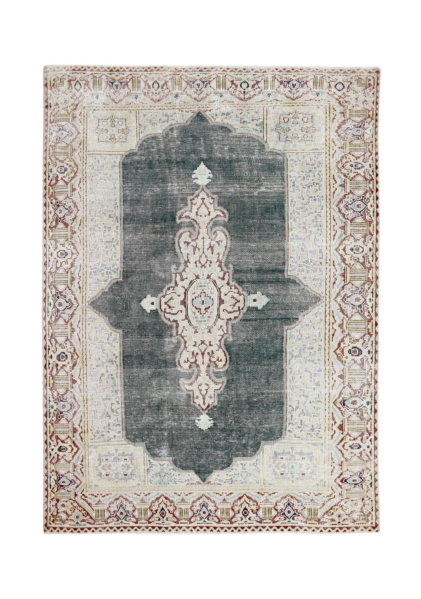 Handmade Vintage Persian Kerman Rug | 200 x 145 cm | 6'7" x 4'9" - Najaf Rugs & Textile