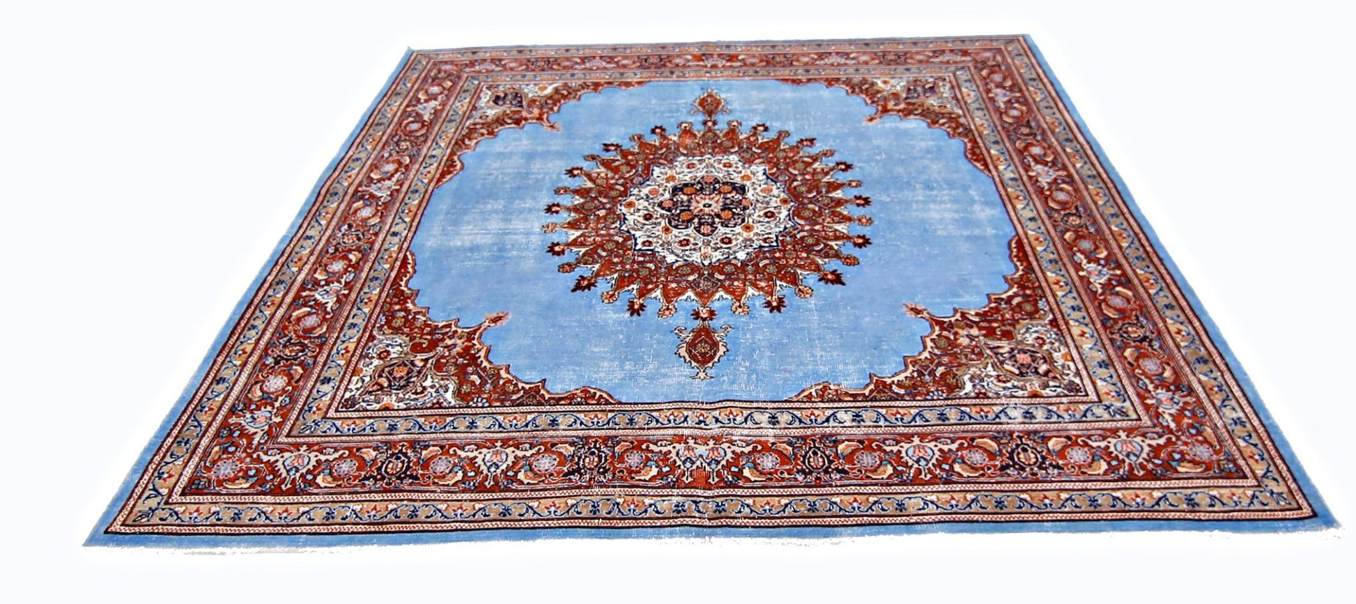 Handmade Vintage Persian Kerman Rug | 219 x 207 cm | 7'2" x 6'9" - Najaf Rugs & Textile
