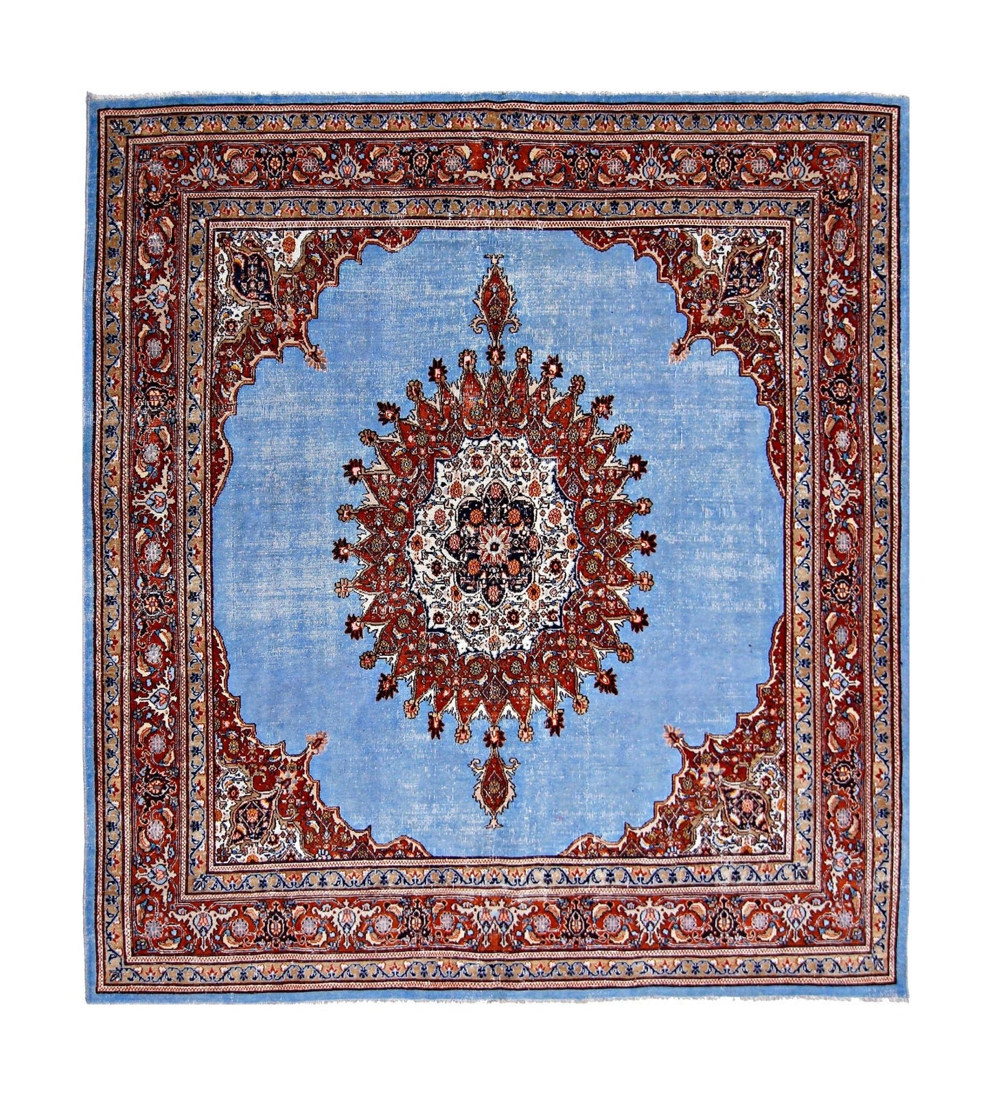 Handmade Vintage Persian Kerman Rug | 219 x 207 cm | 7'2" x 6'9" - Najaf Rugs & Textile