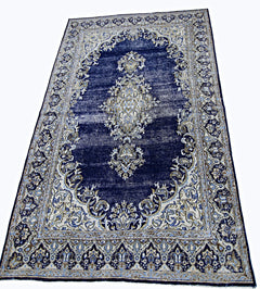 Handmade Vintage Persian Kerman Rug | 242 x 149 cm | 7'11" x 4'11" - Najaf Rugs & Textile