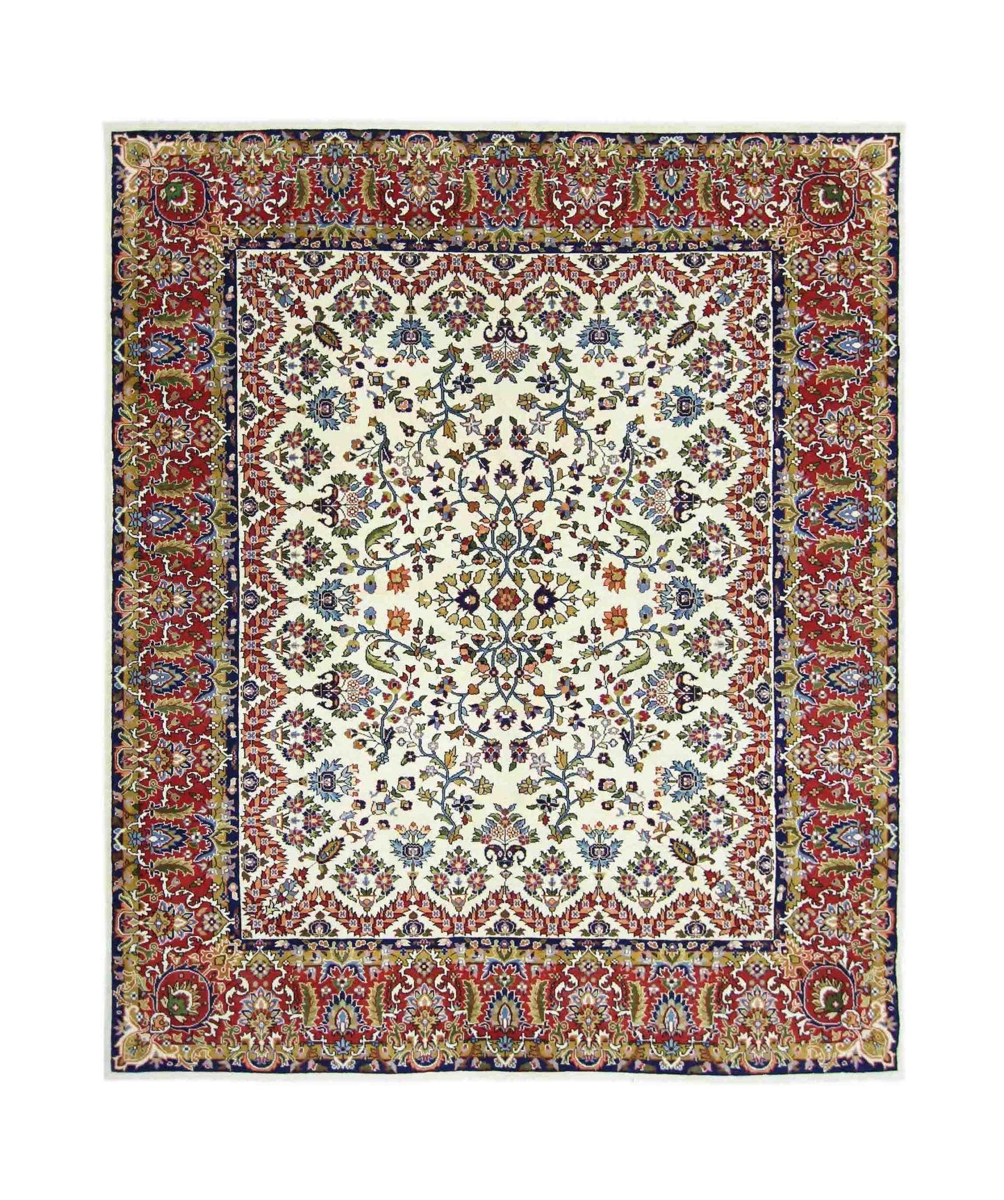 Handmade Vintage Persian Kerman Rug | 251 x 200 cm | 8'3" x 6'7" - Najaf Rugs & Textile