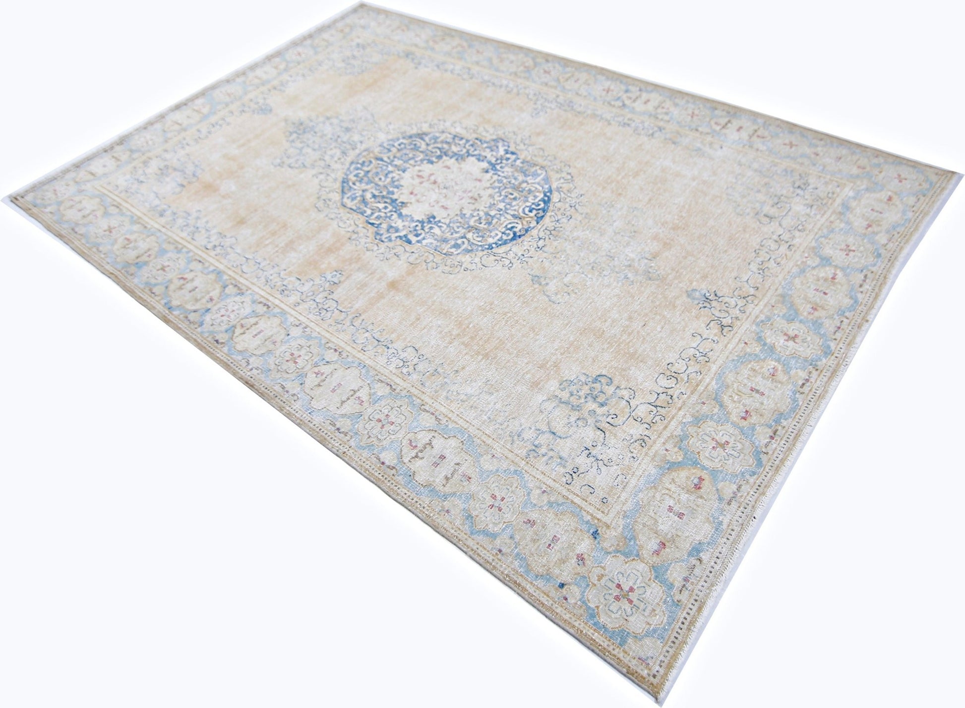 Handmade Vintage Persian Kerman Rug | 265 x 177 cm | 8'8" x 5'10" - Najaf Rugs & Textile