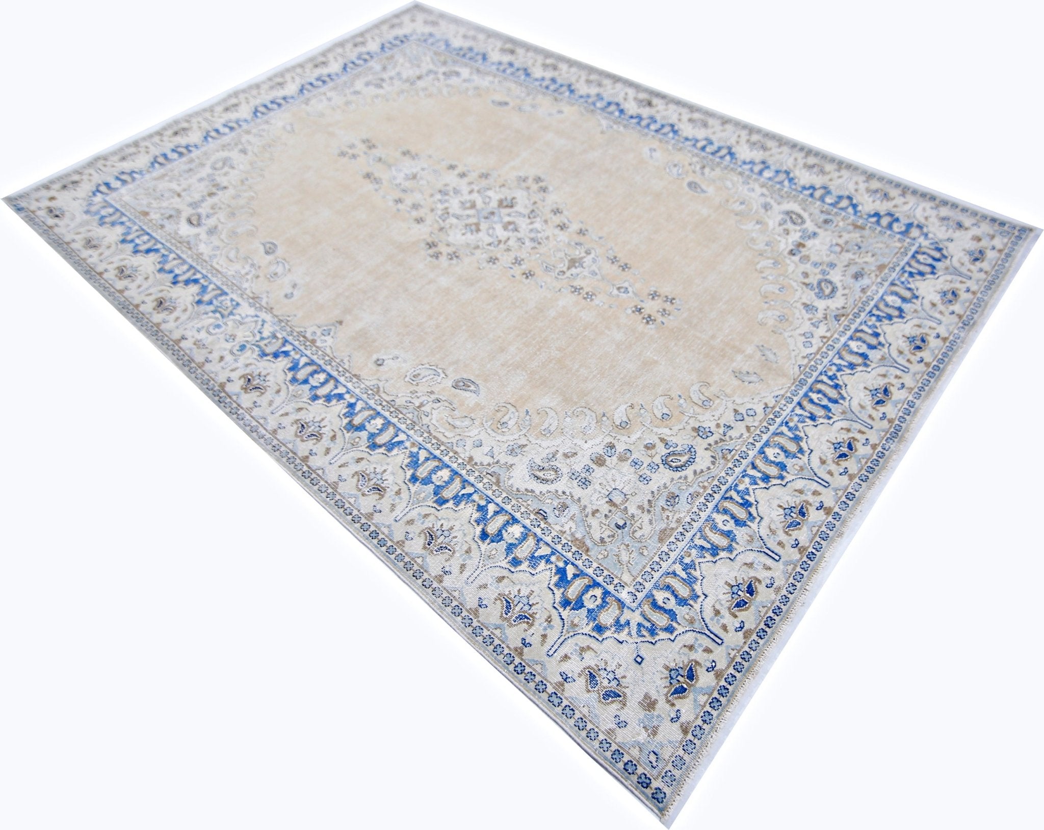 Handmade Vintage Persian Kerman Rug | 266 x 184 cm | 8'9" x 6' - Najaf Rugs & Textile