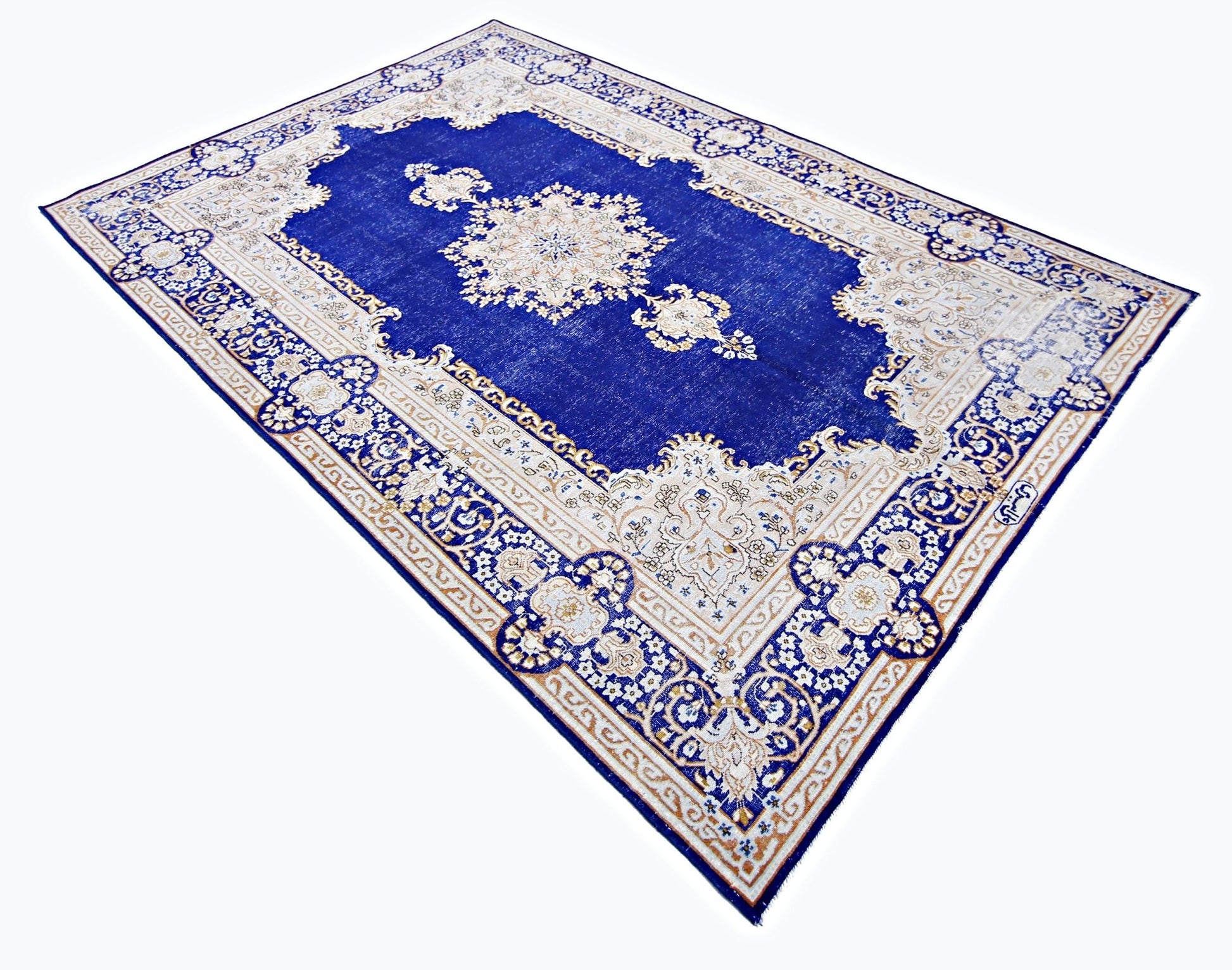 Handmade Vintage Persian Kerman Rug | 278 x 179 cm | 9'2" x 5'11" - Najaf Rugs & Textile