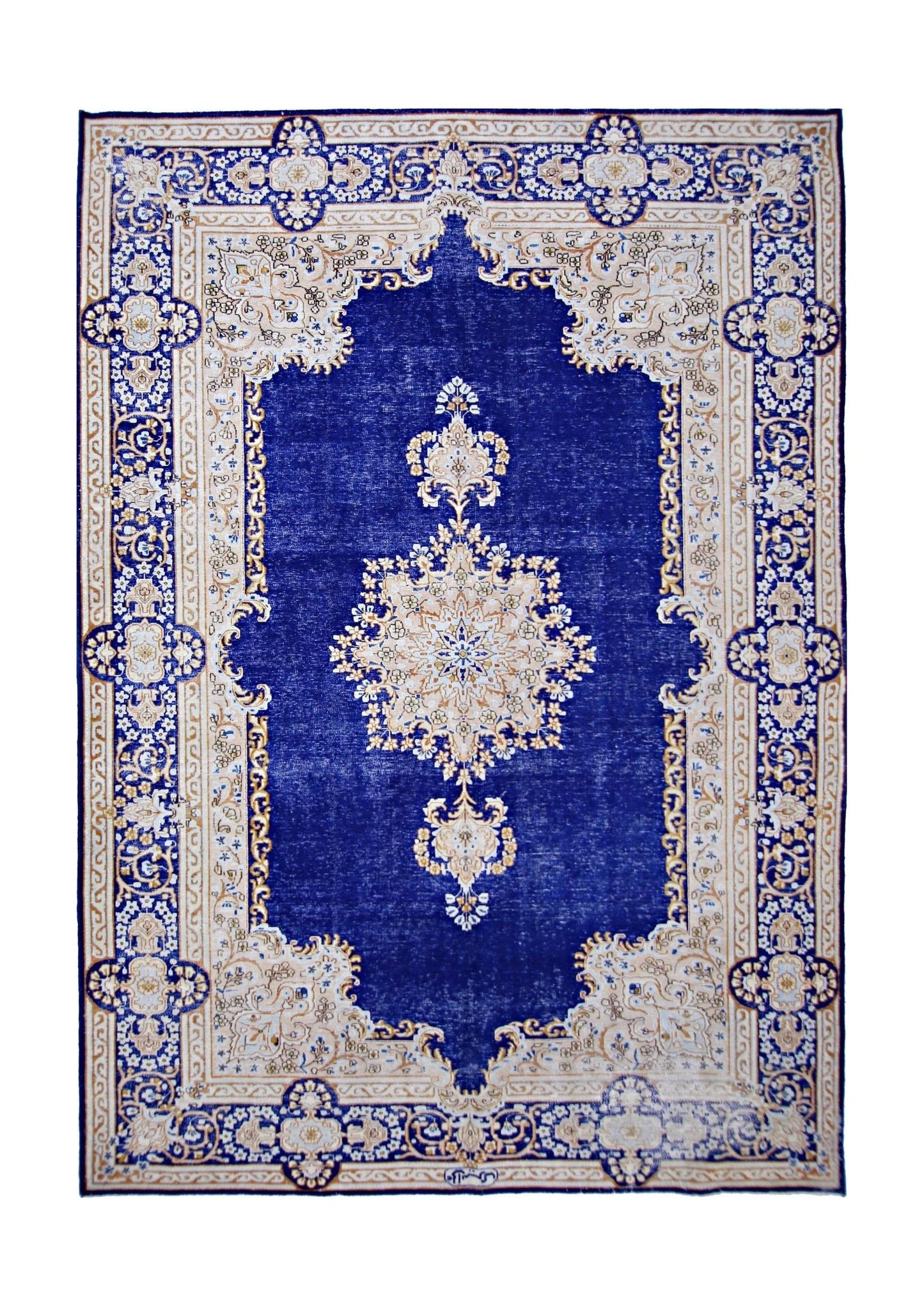 Handmade Vintage Persian Kerman Rug | 278 x 179 cm | 9'2" x 5'11" - Najaf Rugs & Textile