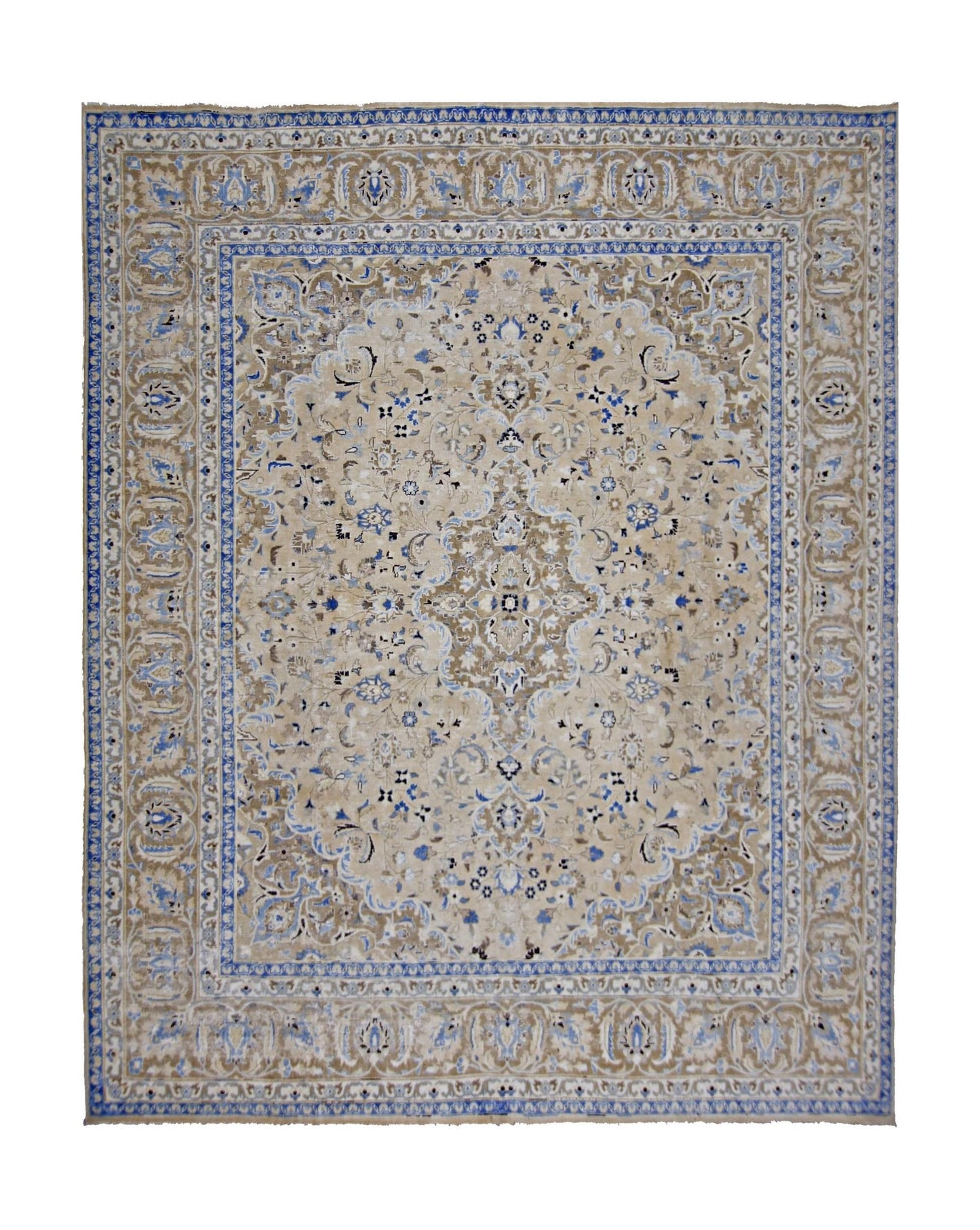 Handmade Vintage Persian Kerman Rug | 281 x 249 cm | 9'3" x 8'2" - Najaf Rugs & Textile