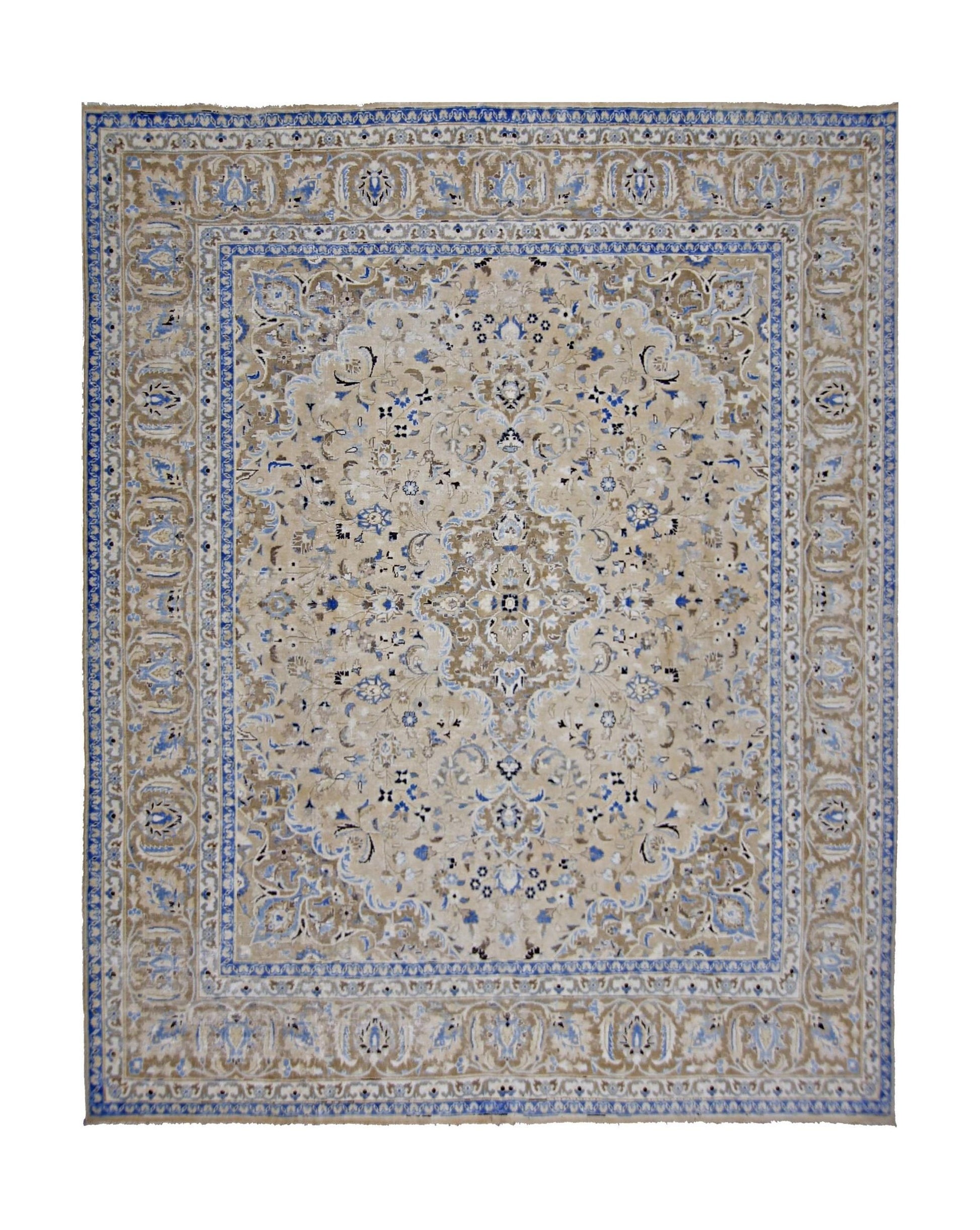 Handmade Vintage Persian Kerman Rug | 281 x 249 cm | 9'3" x 8'2" - Najaf Rugs & Textile