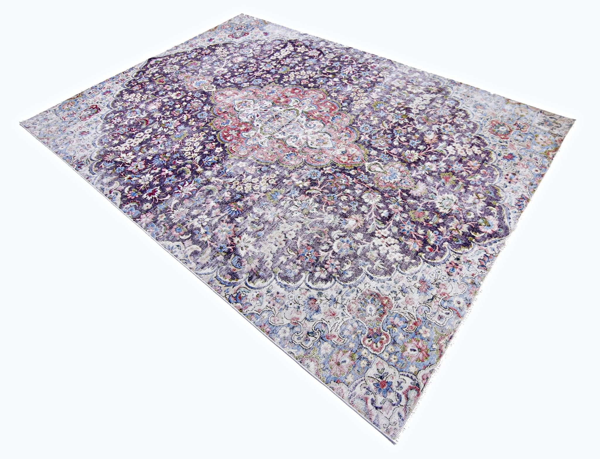 Handmade Vintage Persian Kerman Rug | 283 x 198 cm | 9'4" x 6'6" - Najaf Rugs & Textile