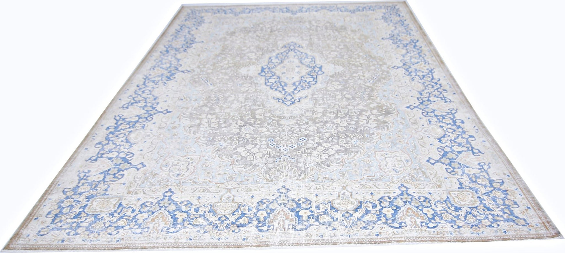 Handmade Vintage Persian Kerman Rug | 355 x 262 cm | 11'8" x 8'7" - Najaf Rugs & Textile