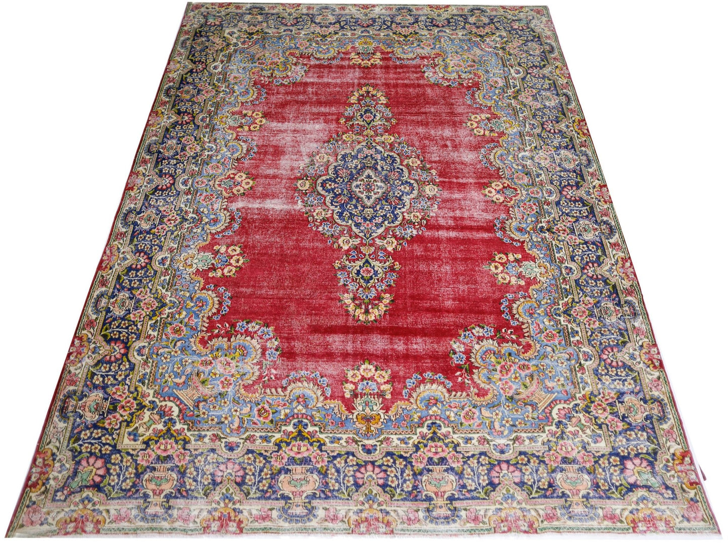 Handmade Vintage Persian Kerman Rug | 363 x 236 cm | 11'11" x 7'9" - Najaf Rugs & Textile