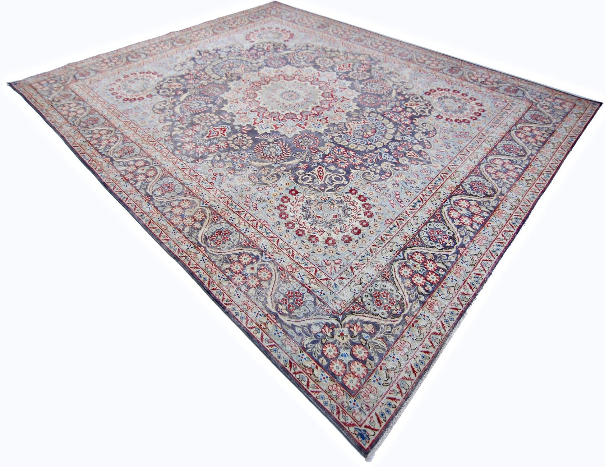 Handmade Vintage Persian Kerman Rug | 364 x 292 cm | 11'11" x 9'7" - Najaf Rugs & Textile