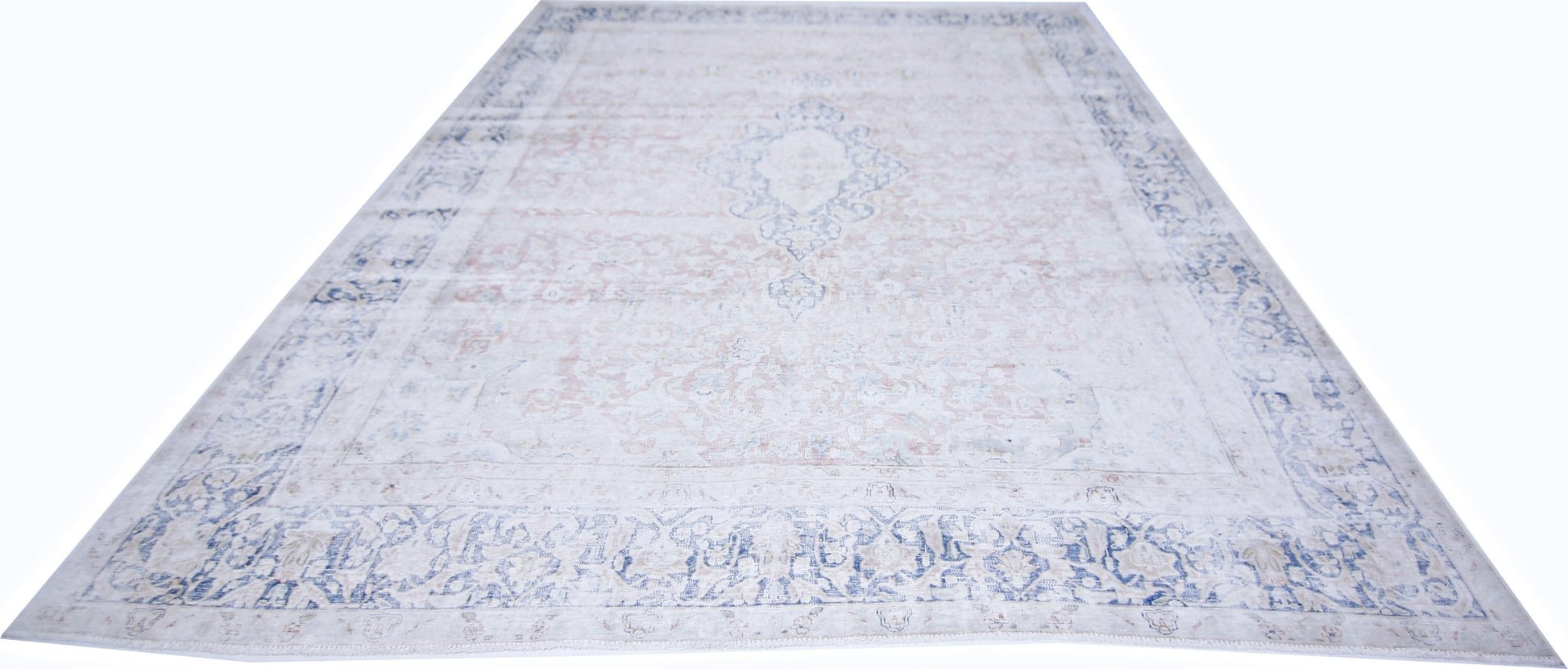 Handmade Vintage Persian Kerman Rug | 377 x 284 cm | 12'4" x 9'4" - Najaf Rugs & Textile