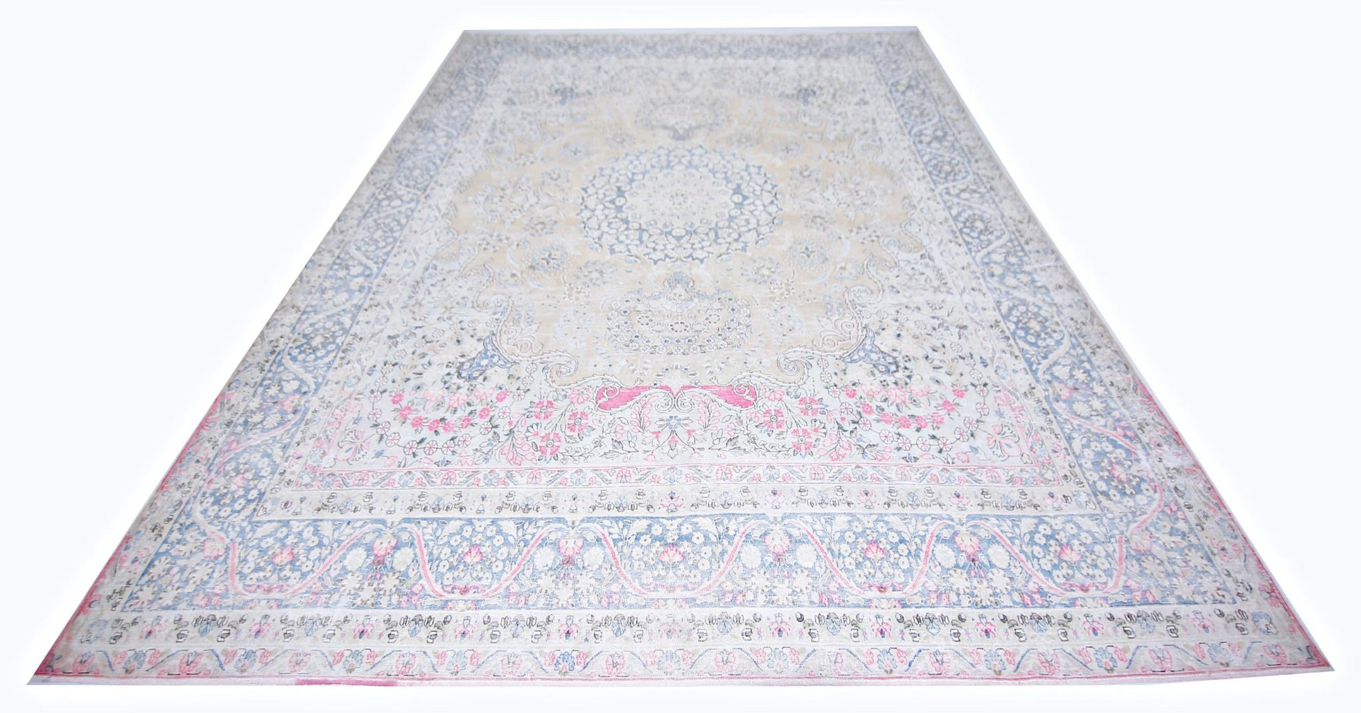 Handmade Vintage Persian Kerman Rug | 389 x 298 cm | 12'9" x 9'9" - Najaf Rugs & Textile