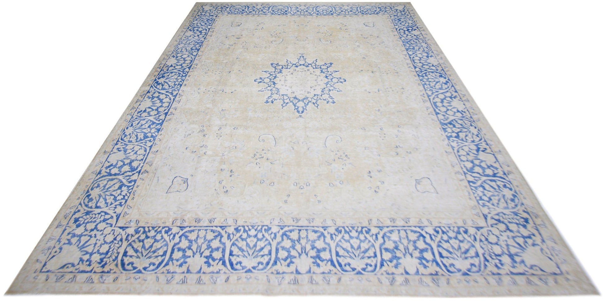 Handmade Vintage Persian Kerman Rug | 409 x 295 cm | 13'5" x 9'8" - Najaf Rugs & Textile