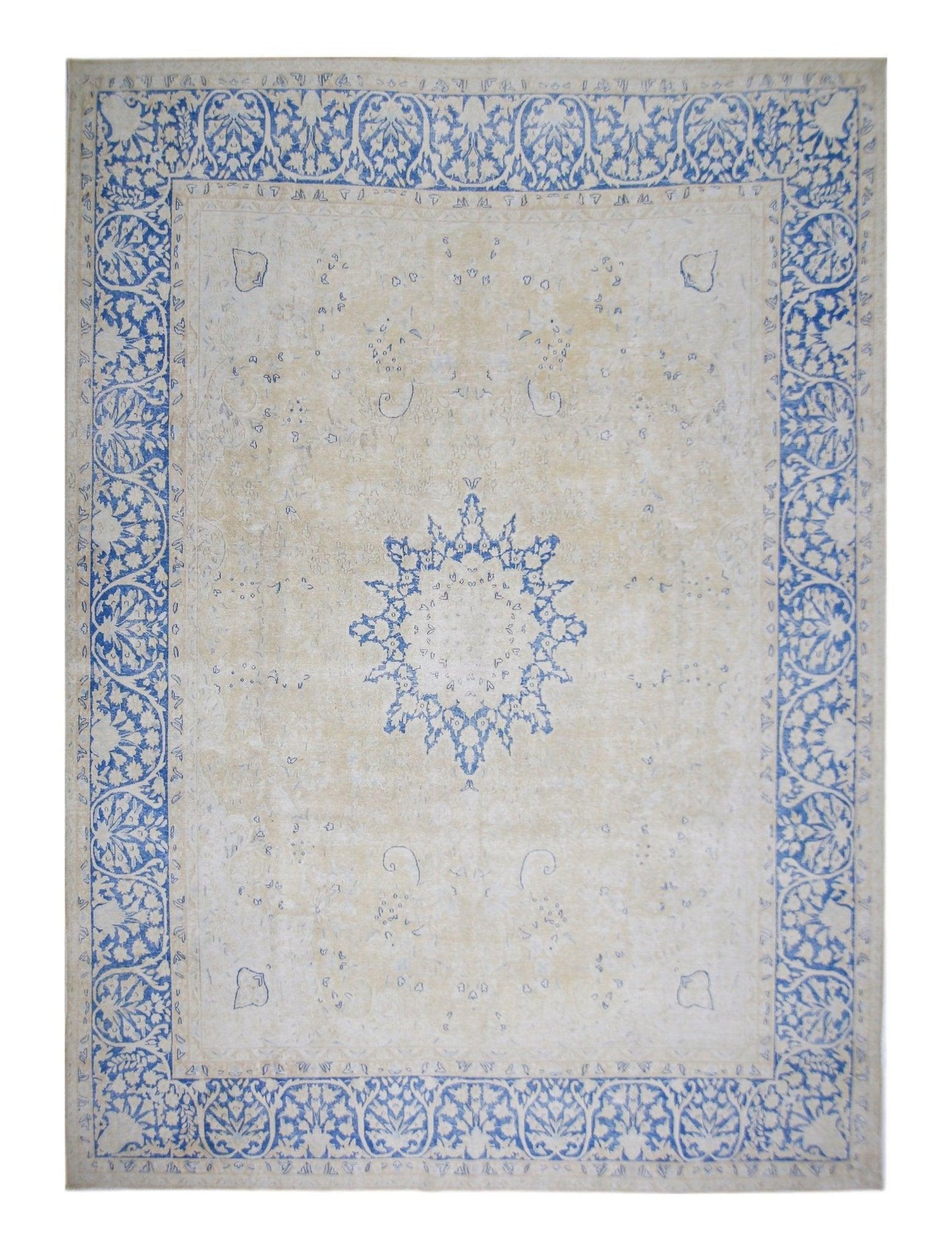 Handmade Vintage Persian Kerman Rug | 409 x 295 cm | 13'5" x 9'8" - Najaf Rugs & Textile