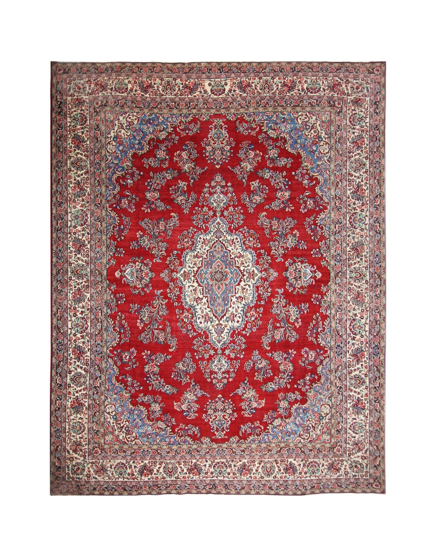 Handmade Vintage Persian Kerman Rug | 412 x 322 cm | 13'6" x 10'7" - Najaf Rugs & Textile
