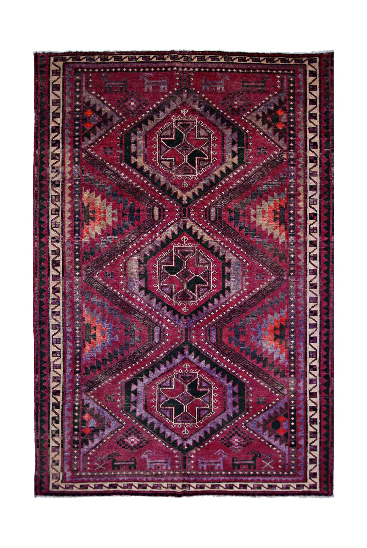 Handmade Vintage Tribal Persian Rug | 256 x 176 cm | 8'5" x 5'9" - Najaf Rugs & Textile