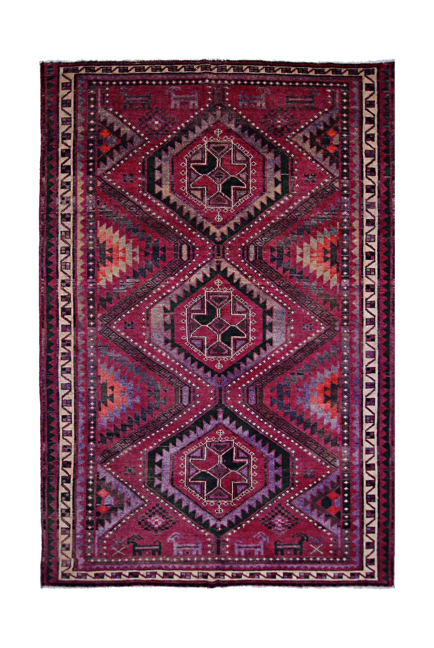 Handmade Vintage Tribal Persian Rug | 256 x 176 cm | 8'5" x 5'9" - Najaf Rugs & Textile