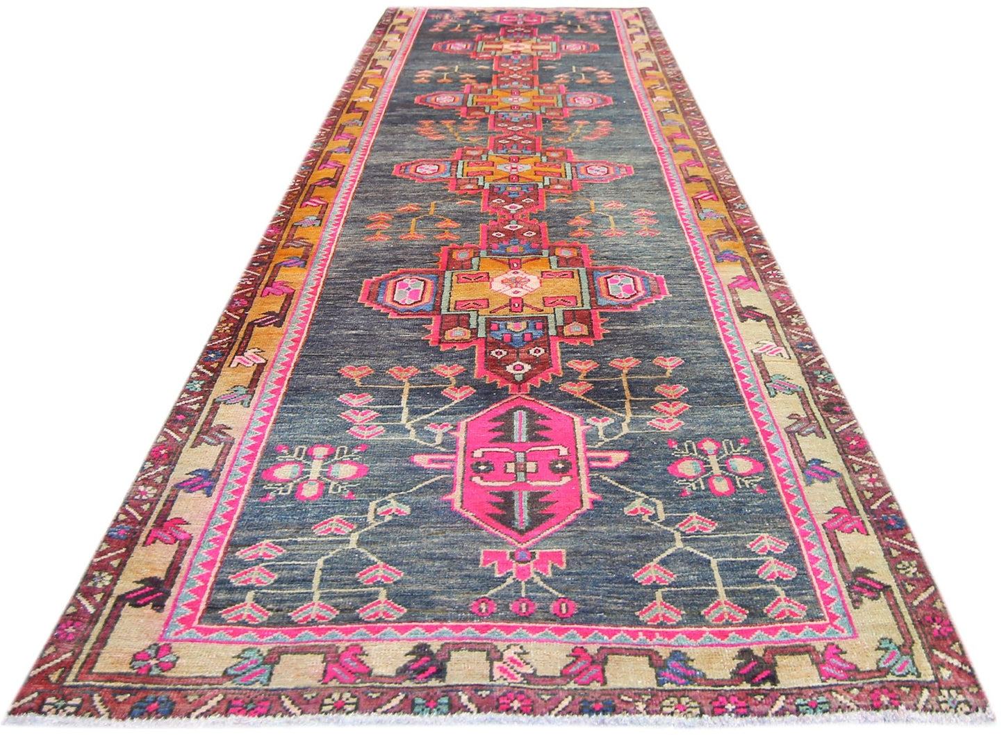 Handmade Vintage Persian Hallway Runner | 325 x 114 cm | 10'8" x 3'9" - Najaf Rugs & Textile
