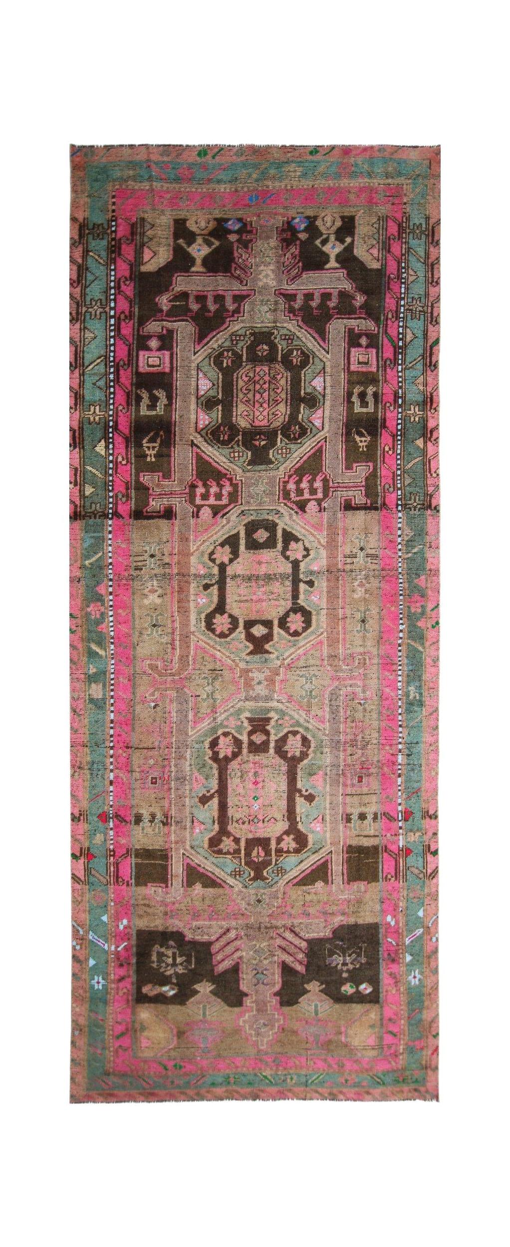 Handmade Vintage Persian Hallway Runner | 340 x 133 cm | 11'2" x 4'5" - Najaf Rugs & Textile