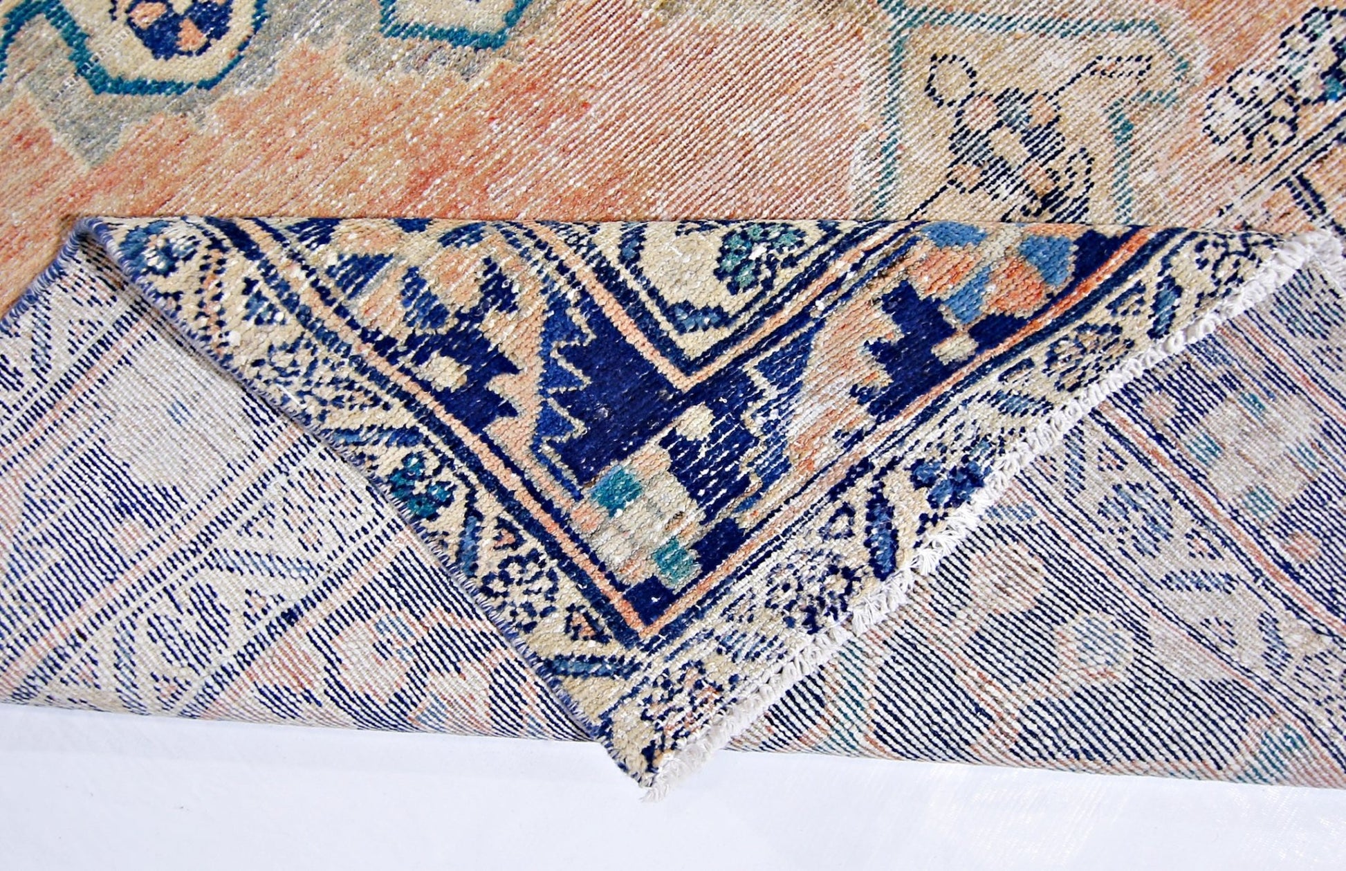 Handmade Vintage Persian Hallway Runner | 388 x 146 cm | 12'9" x 4'9" - Najaf Rugs & Textile