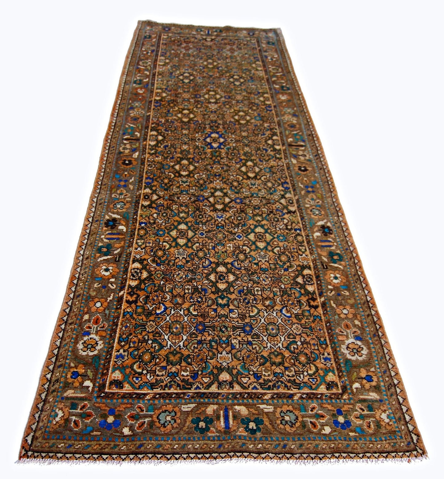 Handmade Vintage Persian Hallway Runner | 280 x 105 cm | 9'2" x 3'5" - Najaf Rugs & Textile