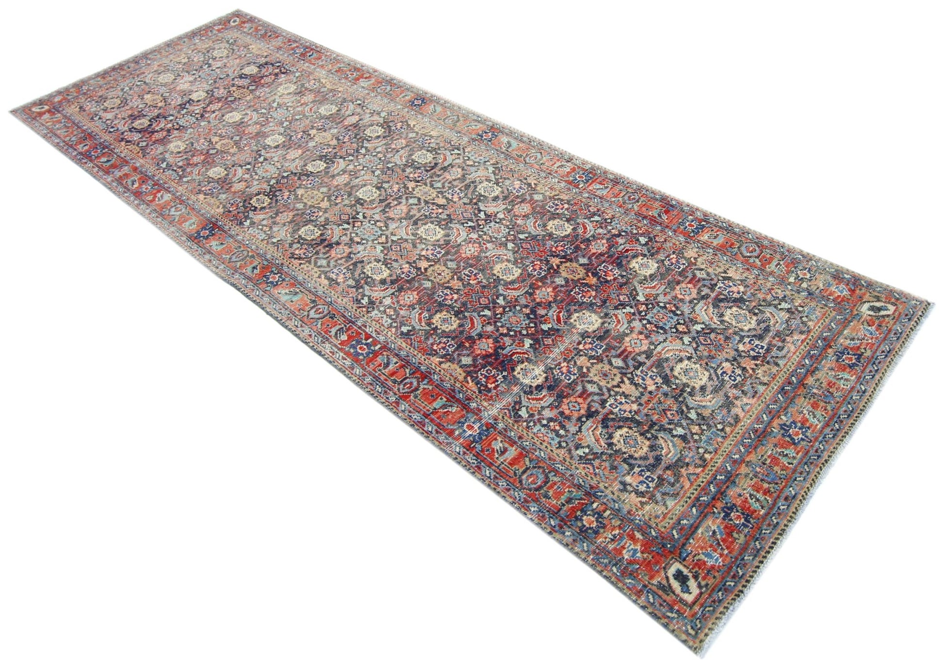 Handmade Vintage Persian Hallway Runner | 306 x 101 cm | 10' x 3'4" - Najaf Rugs & Textile