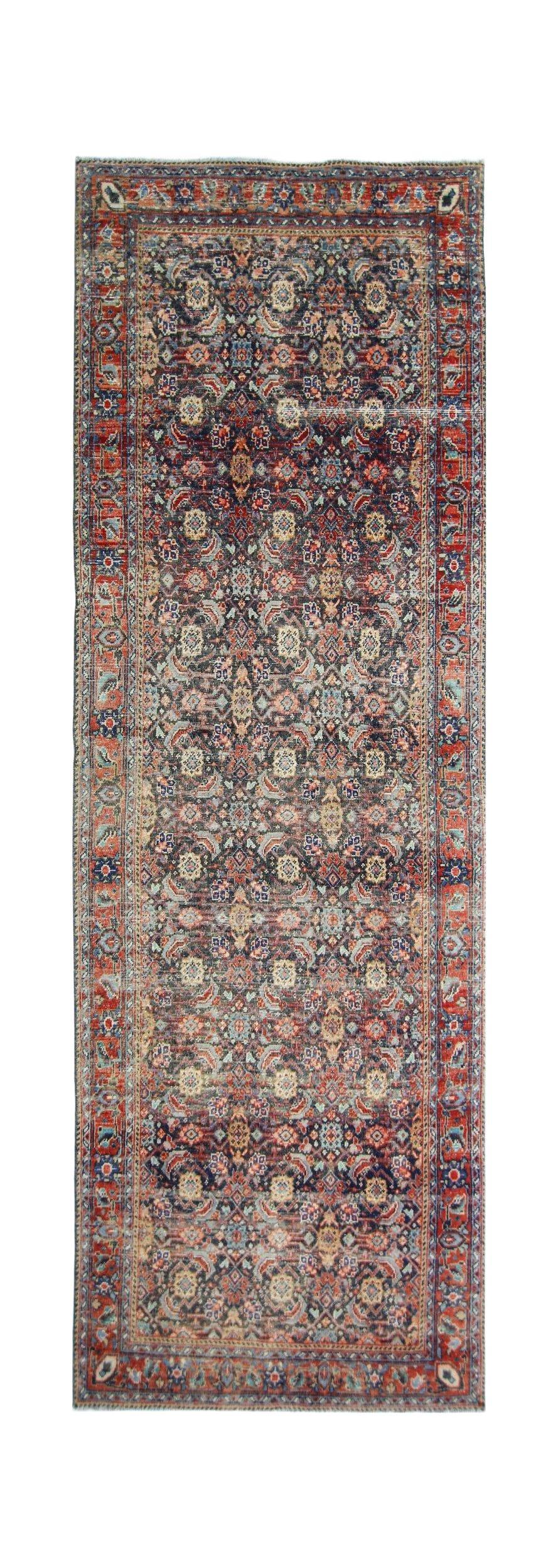 Handmade Vintage Persian Hallway Runner | 306 x 101 cm | 10' x 3'4" - Najaf Rugs & Textile