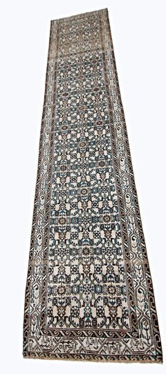 Handmade Vintage Persian Hallway Runner | 365 x 78 cm | 12' x 2'7" - Najaf Rugs & Textile