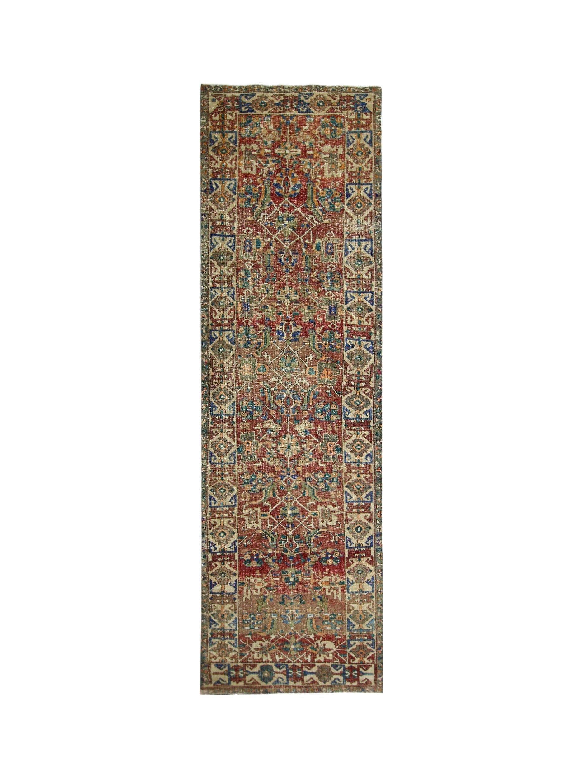 Handmade Vintage Persian Hallway Runner | 367 x 111 cm | 12' x 3'2" - Najaf Rugs & Textile