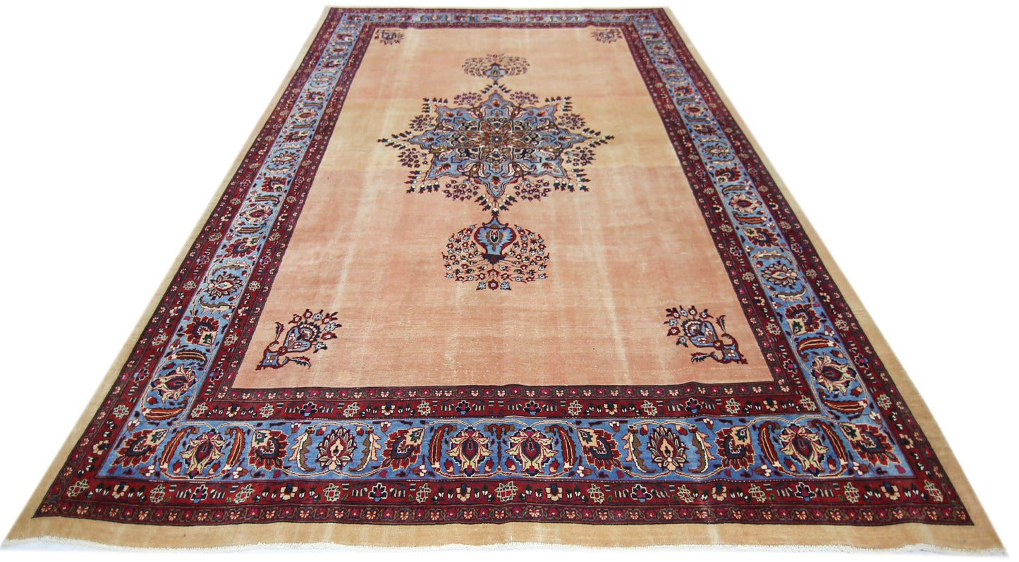 Handmade Vintage Persian Mashad Rug | 319 x 250 cm | 10'6" x 8'2" - Najaf Rugs & Textile