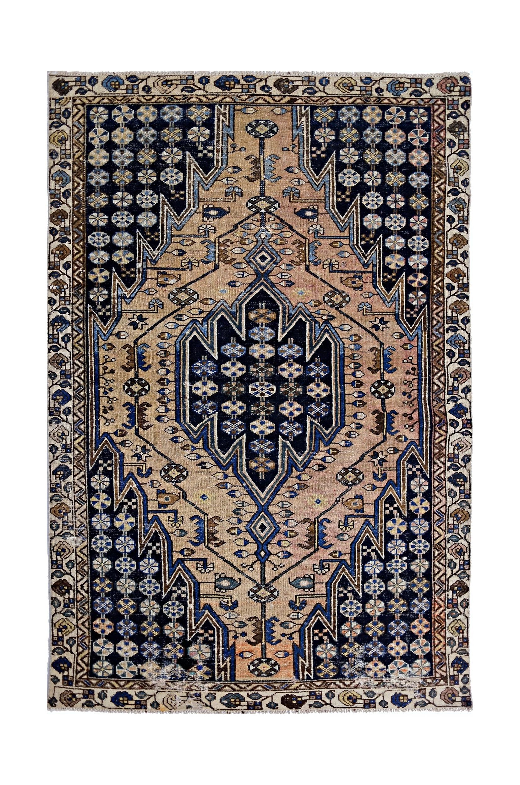 Vintage Persian Mazlaghan Rug