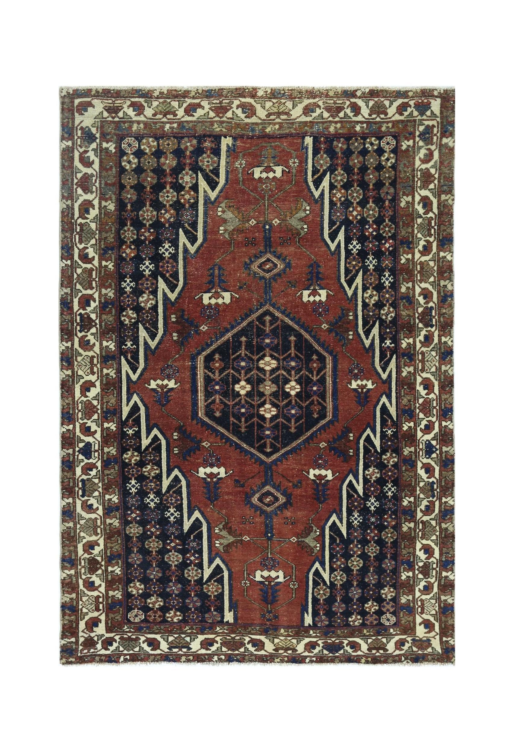 Vintage Persian Mazlaghan Rug