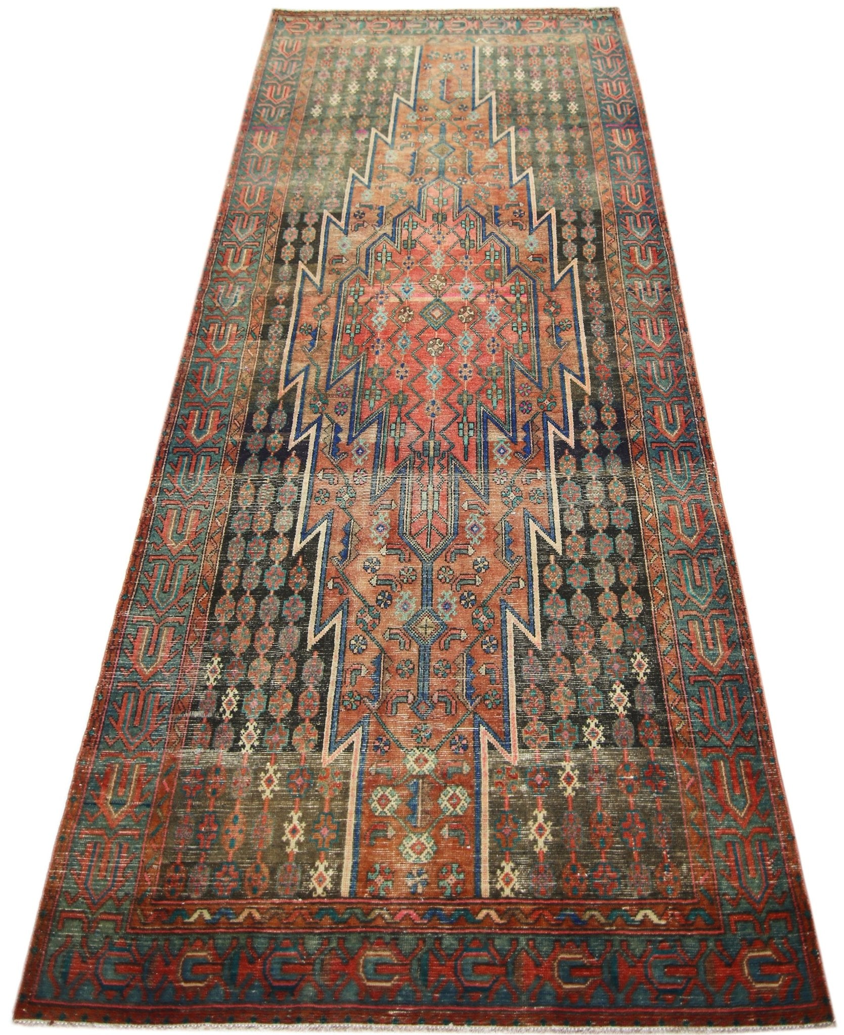 Handmade Vintage Persian Mazlaghan Rug | 270 x 119 cm | 8'10" x 3'11" - Najaf Rugs & Textile