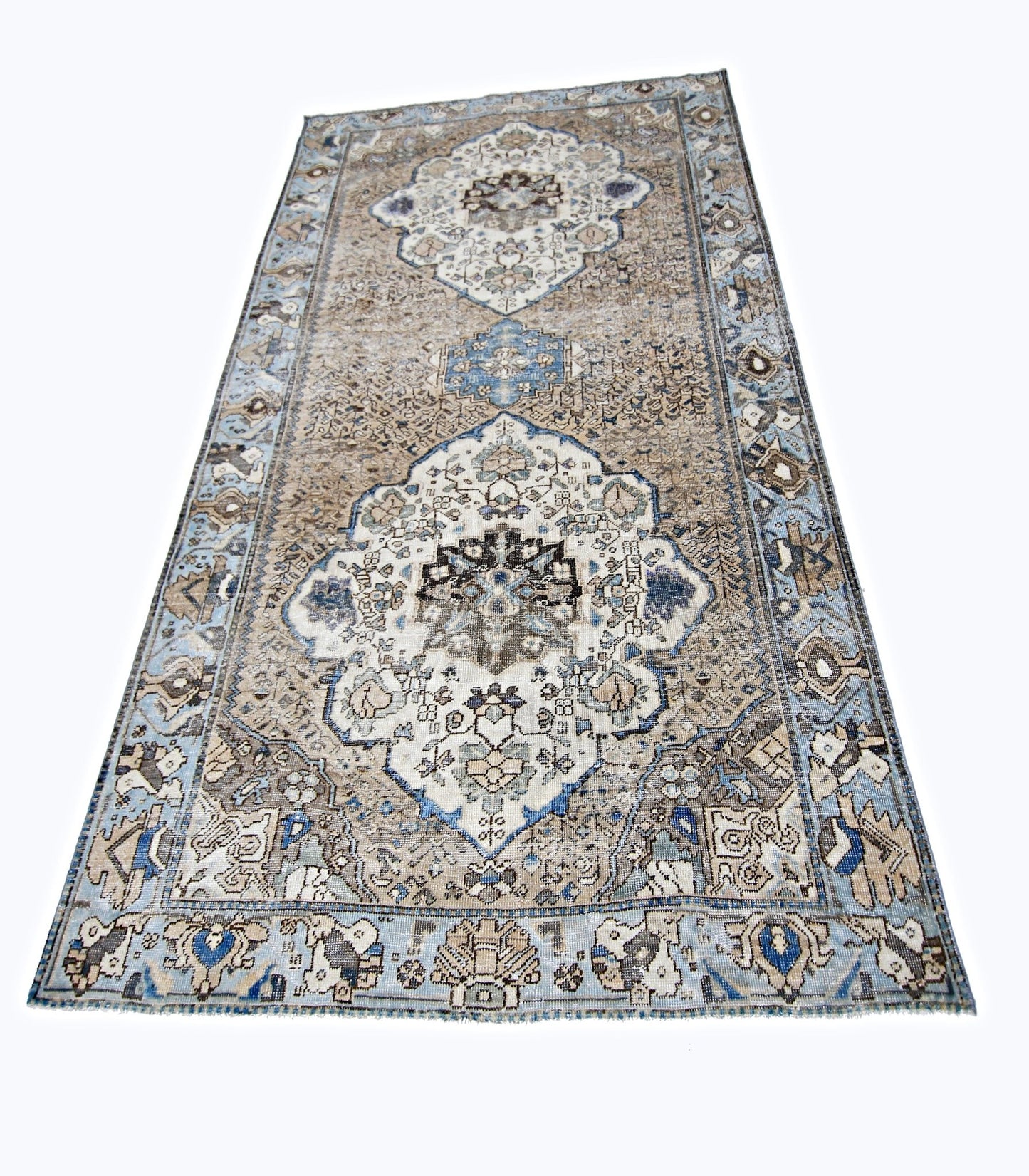 Handmade Vintage Persian Bakhtiar Rug | 296 x 166 cm | 9'8" x 5'5" - Najaf Rugs & Textile