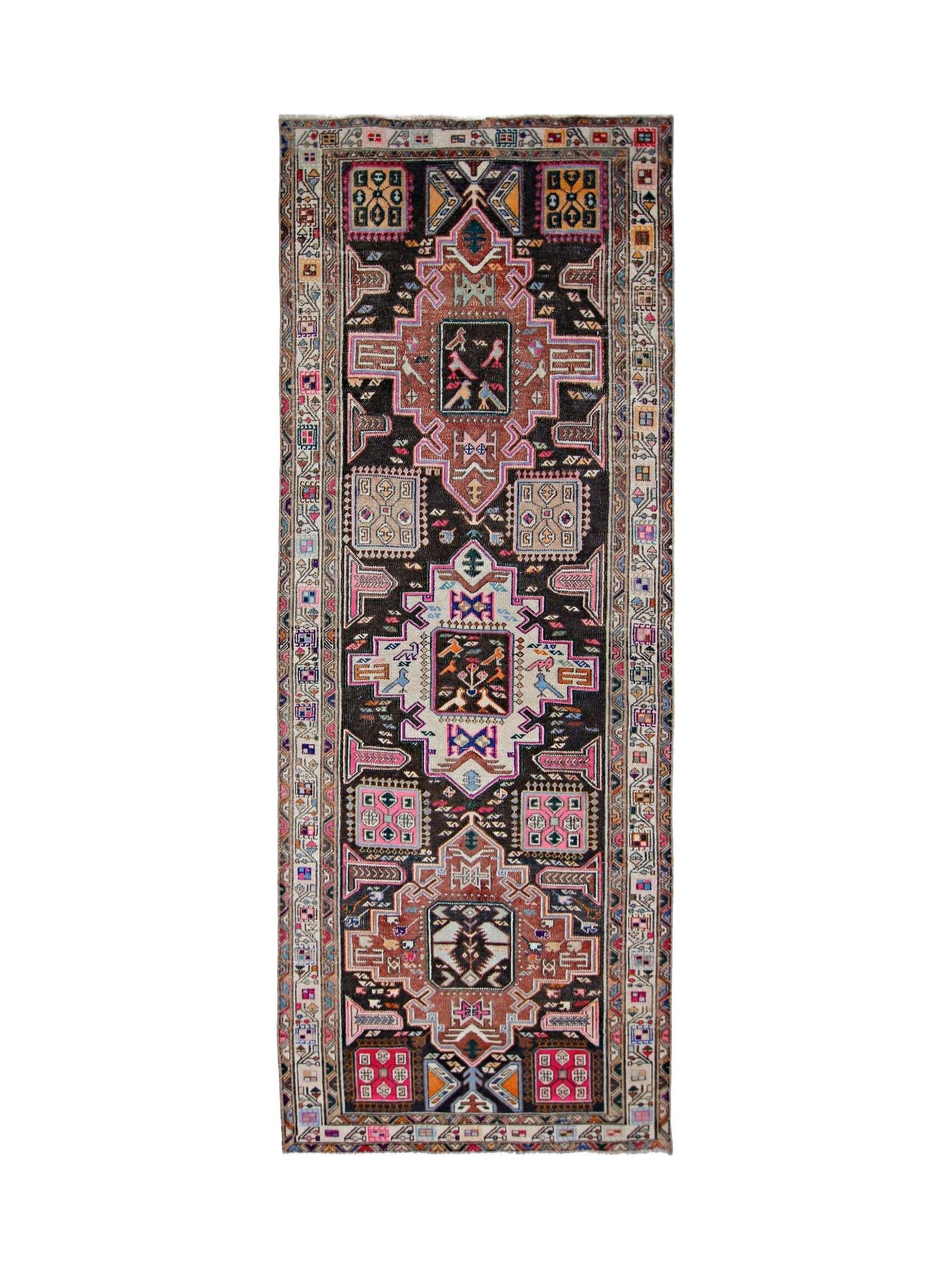Handmade Vintage Persian Hallway Runner | 281 x 104 cm | 9'3" x 3'5" - Najaf Rugs & Textile