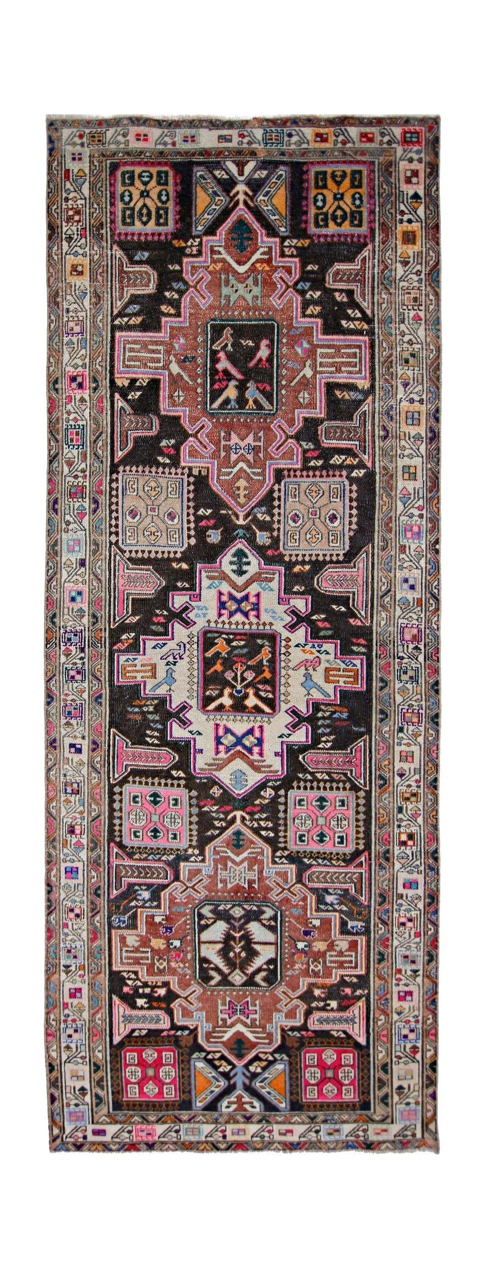 Handmade Vintage Persian Hallway Runner | 281 x 104 cm | 9'3" x 3'5" - Najaf Rugs & Textile