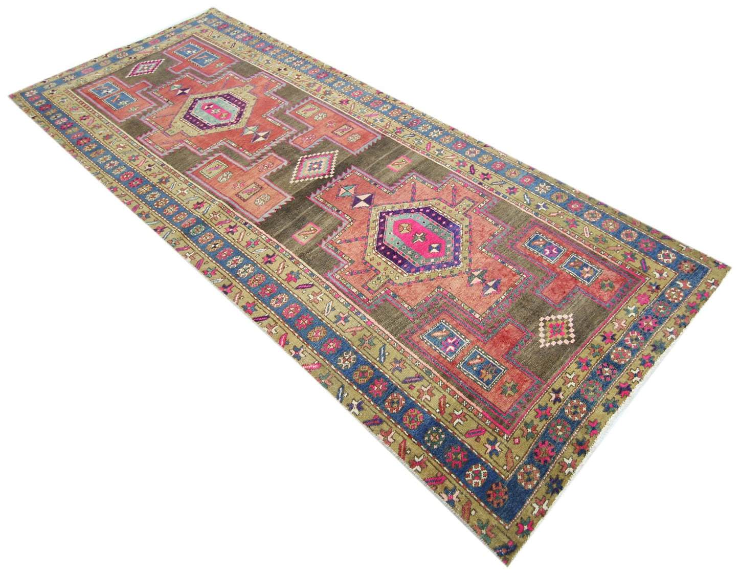 Handmade Vintage Persian Hallway Runner | 286 x 112 cm | 9'4" x 3'8" - Najaf Rugs & Textile