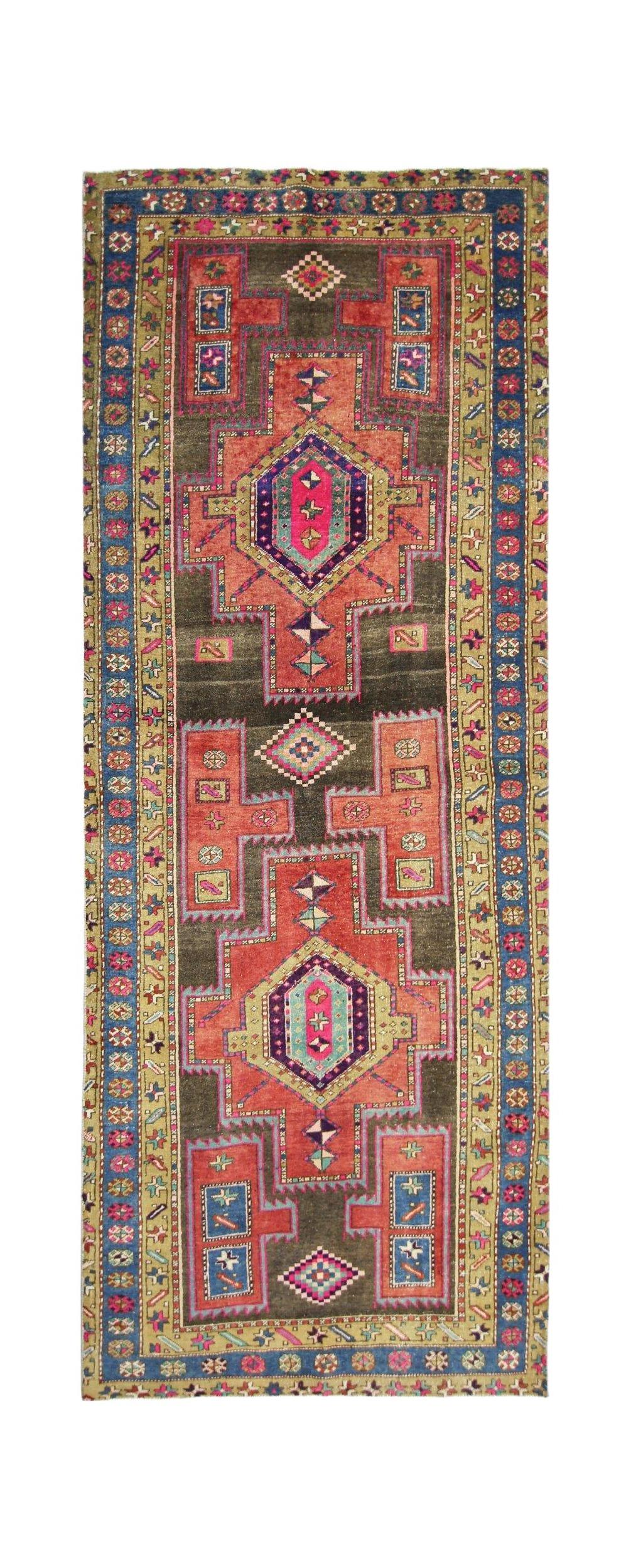 Handmade Vintage Persian Hallway Runner | 286 x 112 cm | 9'4" x 3'8" - Najaf Rugs & Textile