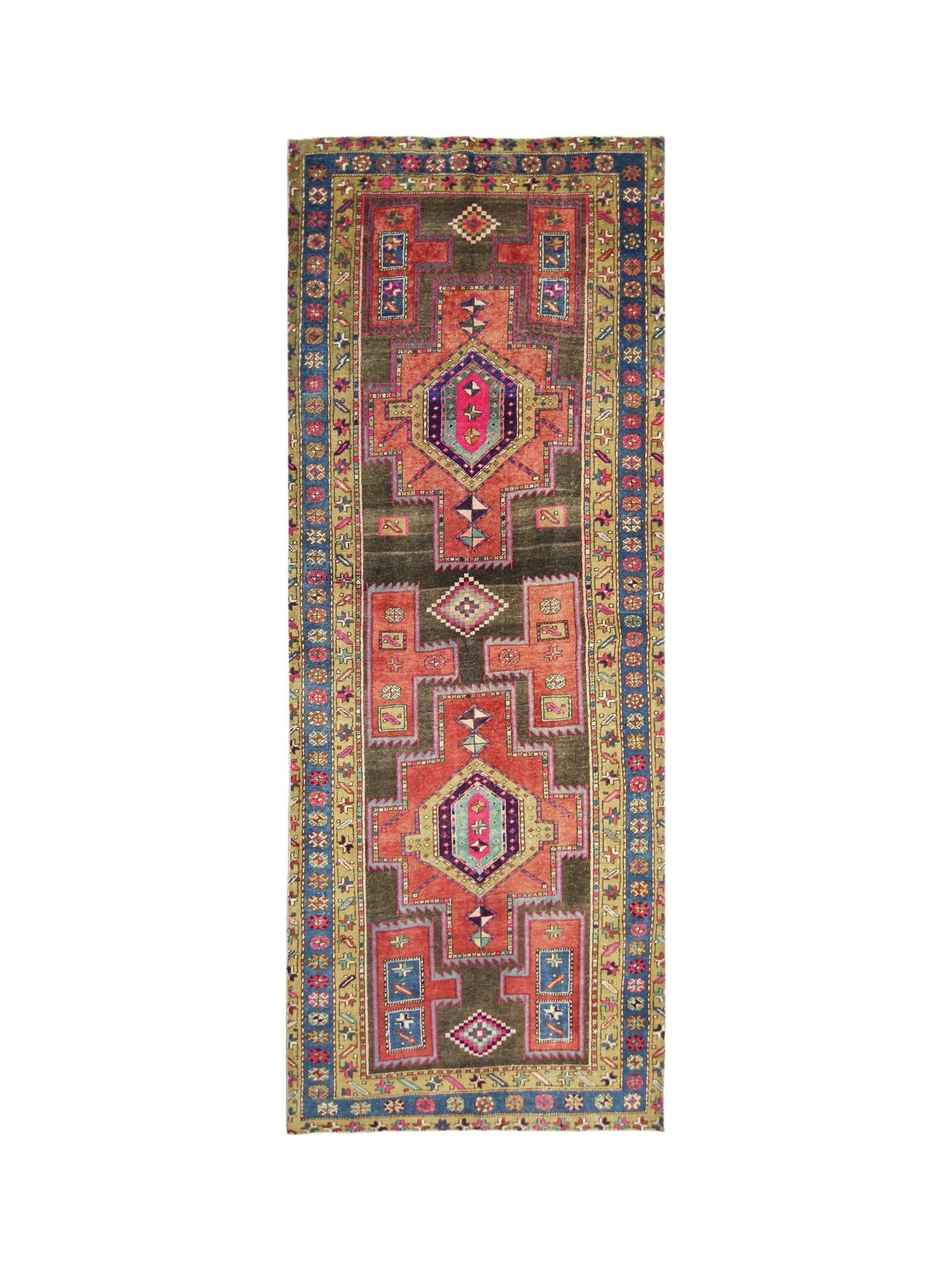 Handmade Vintage Persian Hallway Runner | 286 x 112 cm | 9'4" x 3'8" - Najaf Rugs & Textile