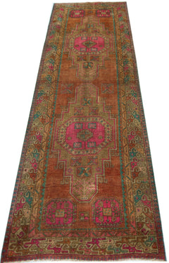 Handmade Vintage Persian Hallway Runner | 321 x 117 cm | 10'6" x 3'10" - Najaf Rugs & Textile
