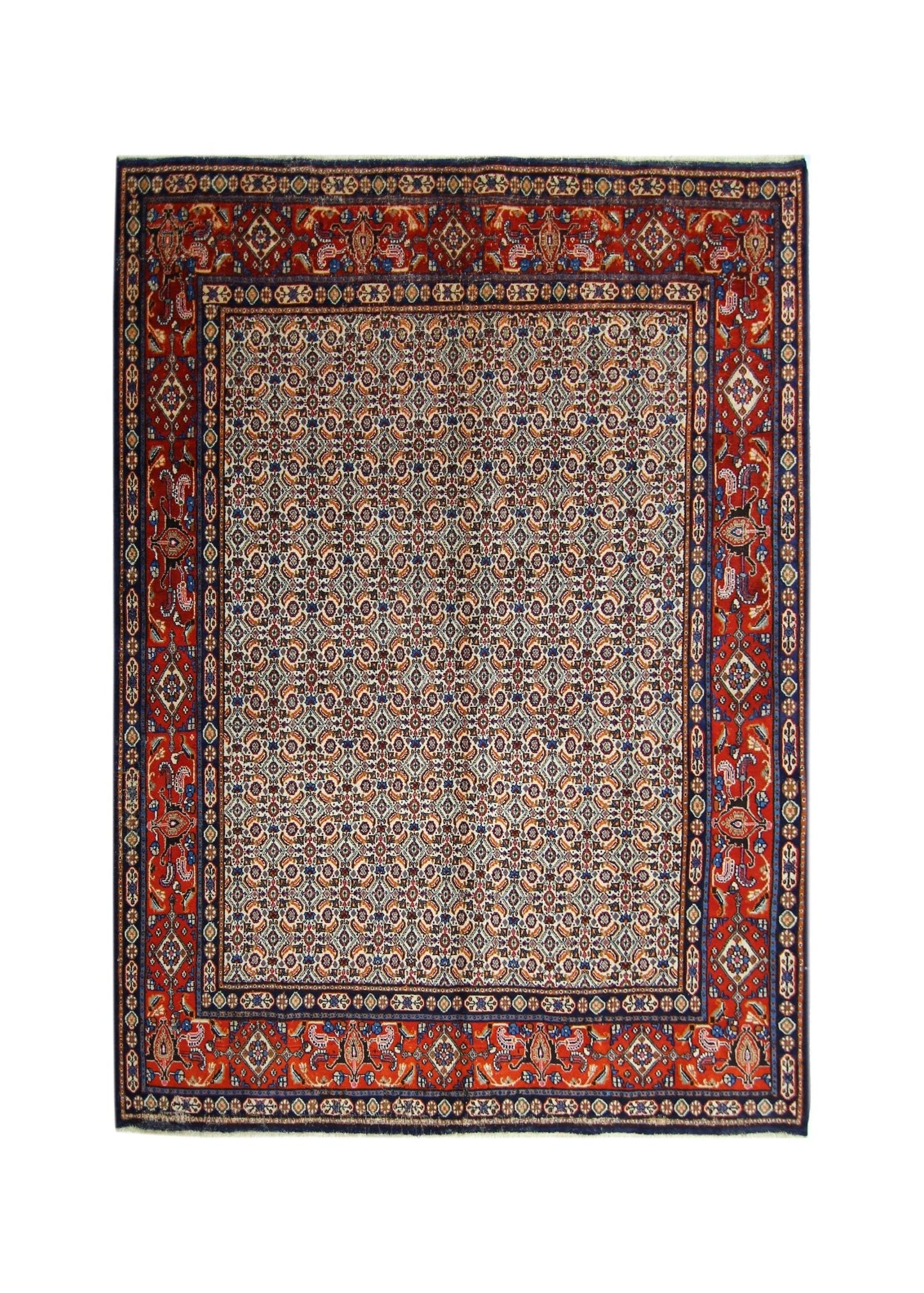 Handmade Vintage Persian Moud Rug | 243 x 196 cm | 8' x 6'5" - Najaf Rugs & Textile