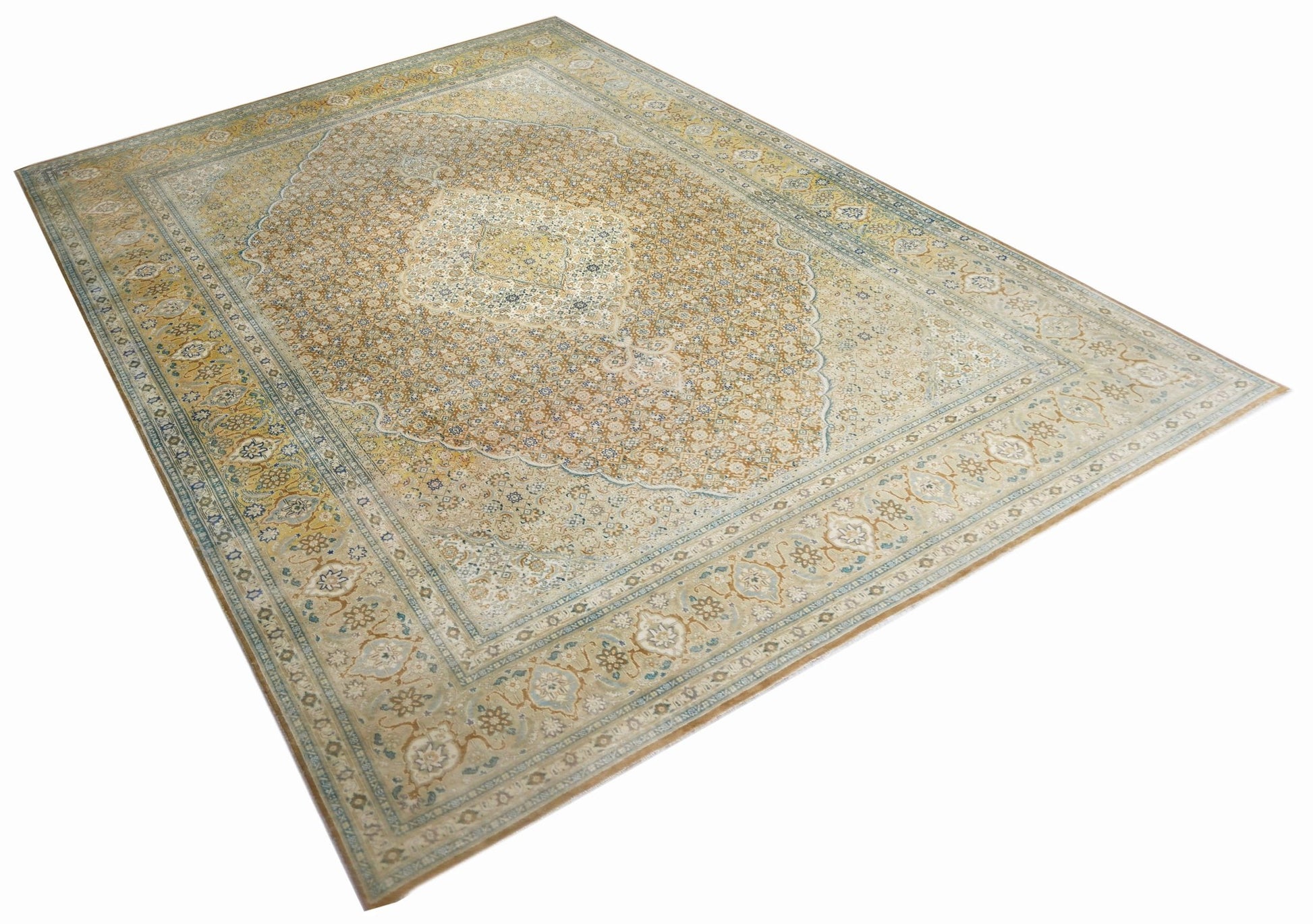 Handmade Vintage Traditional Pakistani Rug | 345 x 249 cm | 11'4" x 8'2" - Najaf Rugs & Textile