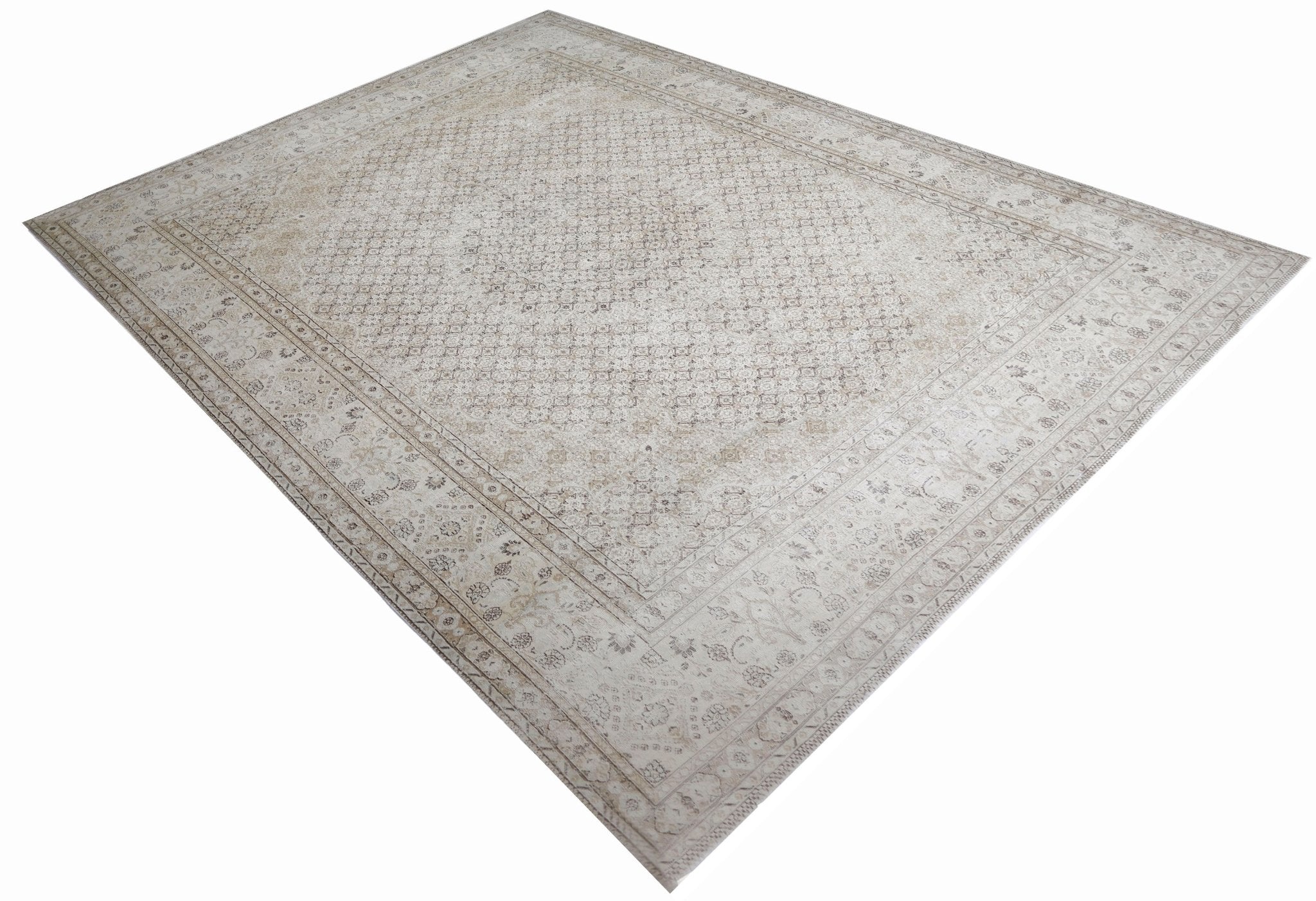 Handmade Vintage Persian Tabriz Rug | 378 x 288 cm | 12'5" x 9'5" - Najaf Rugs & Textile