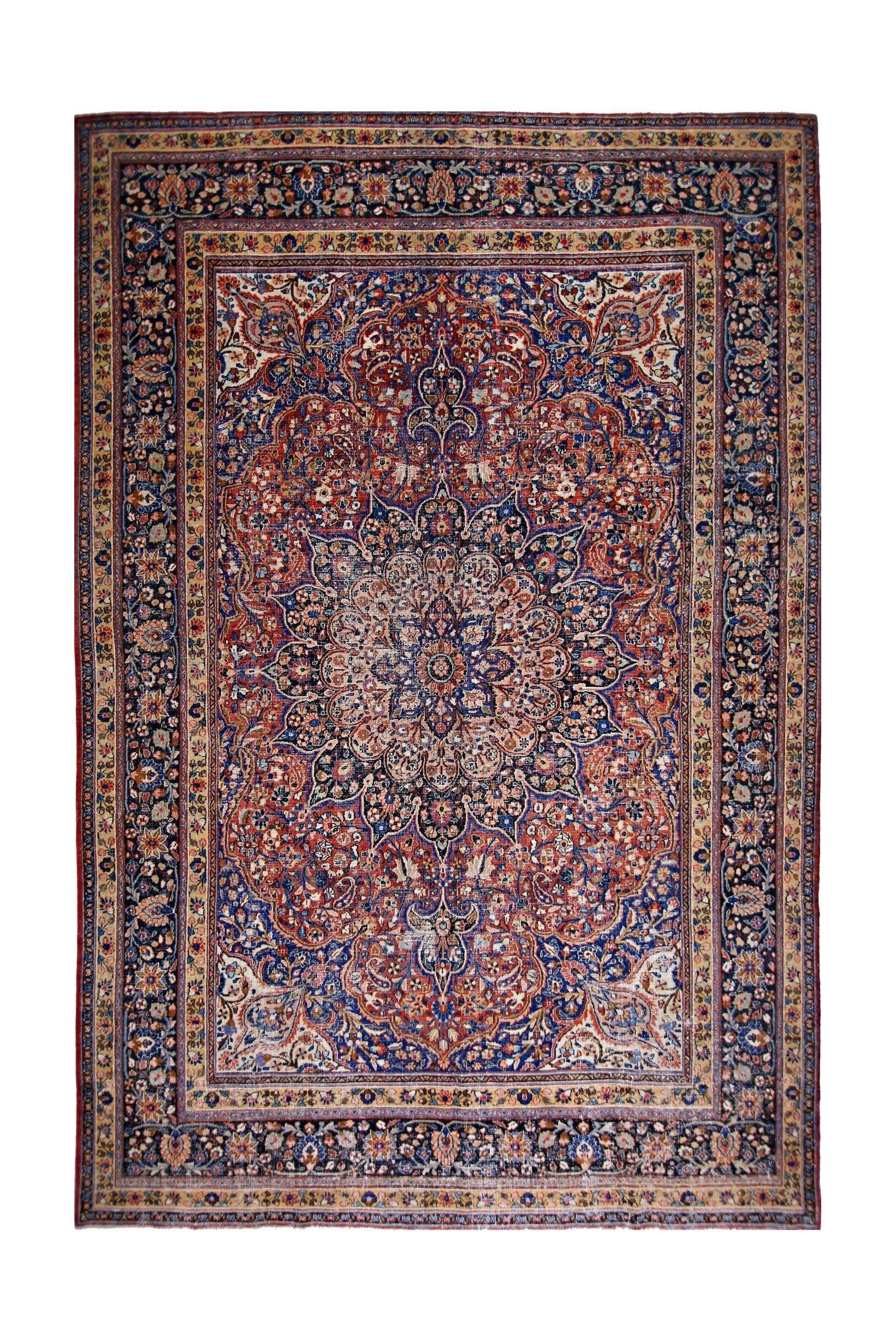 Handmade Vintage Persian Moud Rug | 399 x 287 cm | 13'1" x 9'5" - Najaf Rugs & Textile