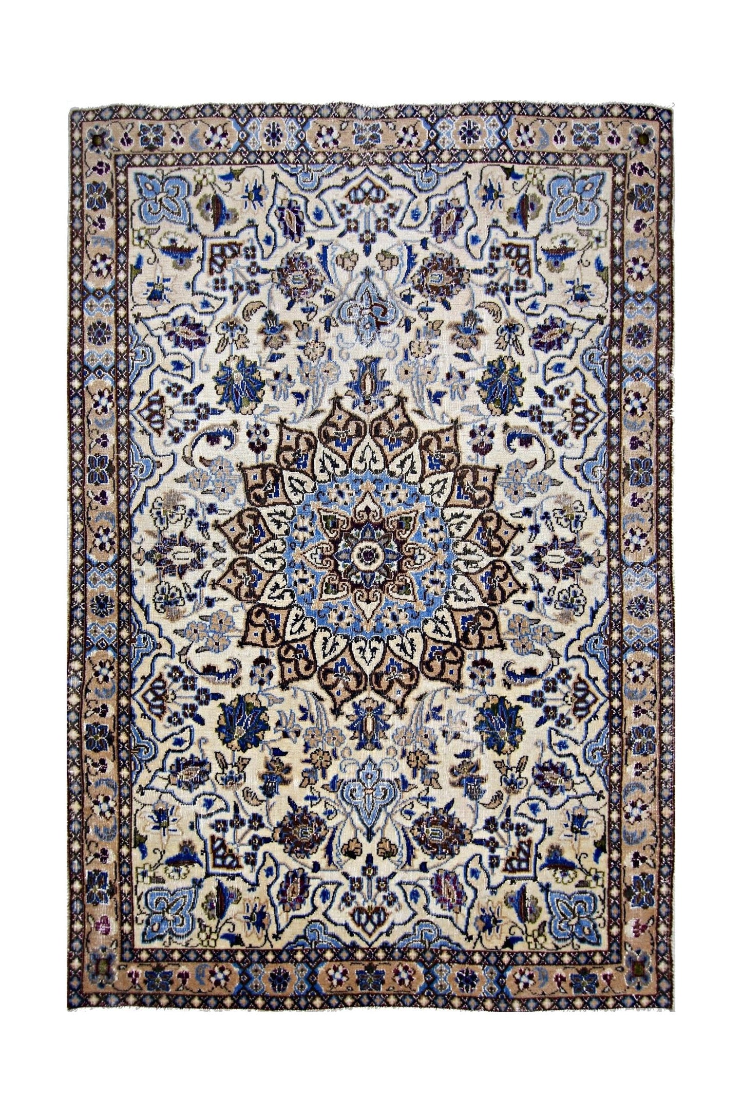 Handmade Vintage Persian Nain Rug | 126 x 84 cm | 4'2" x 2'9" - Najaf Rugs & Textile