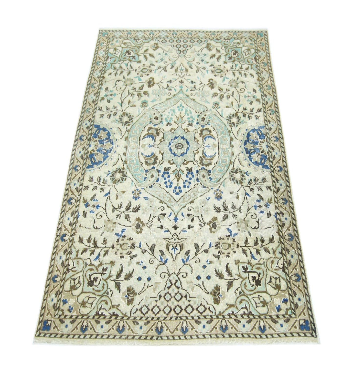 Handmade Vintage Persian Nain Rug | 137 x 85 cm | 4'6" x 2'10" - Najaf Rugs & Textile