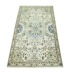 Handmade Vintage Persian Nain Rug | 137 x 85 cm | 4'6" x 2'10" - Najaf Rugs & Textile