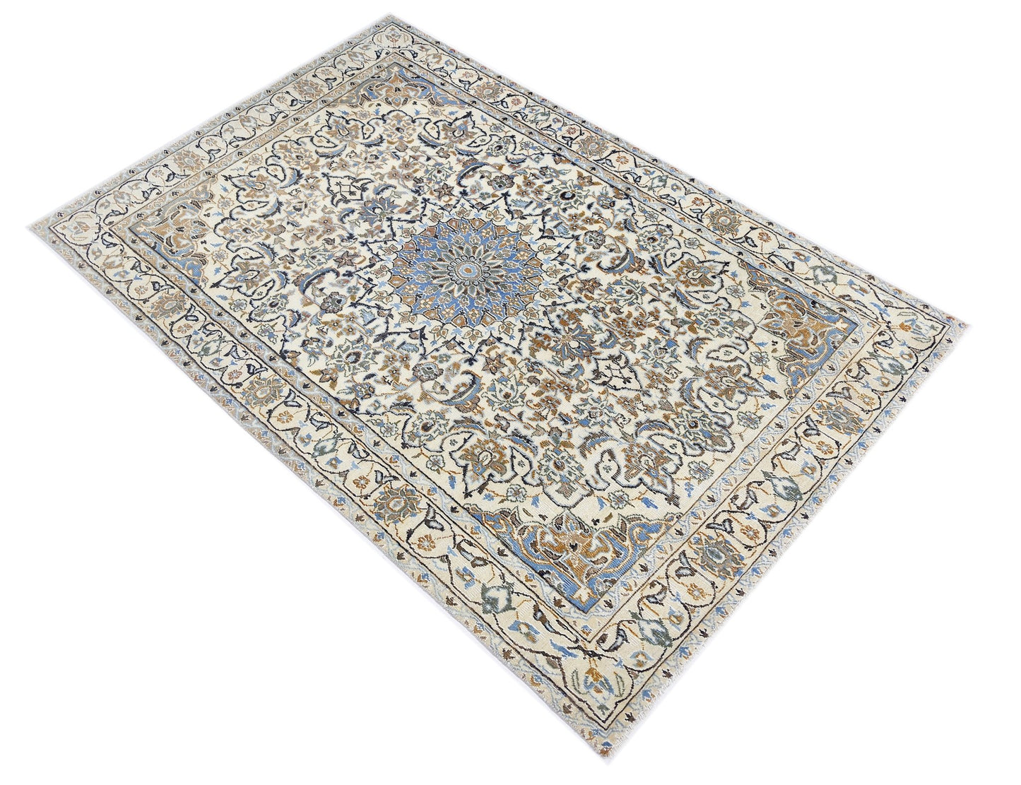 Handmade Vintage Persian Nain Rug | 181 x 115 cm | 5'11" x 3'9" - Najaf Rugs & Textile