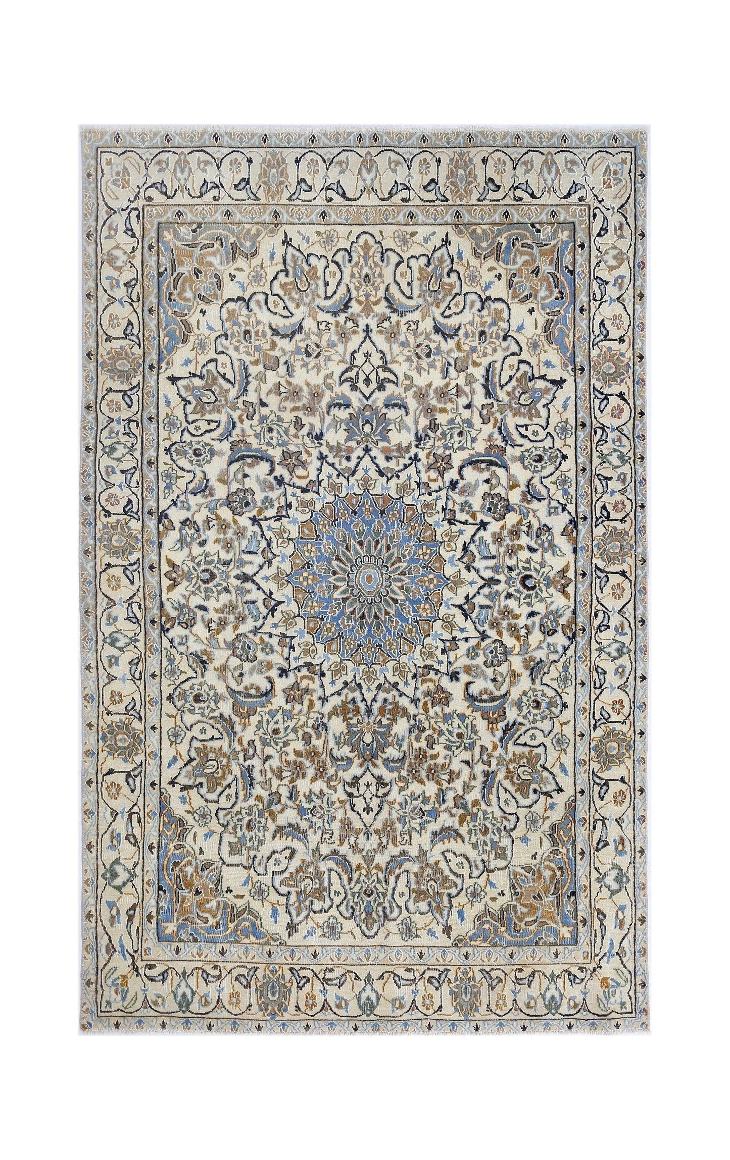 Handmade Vintage Persian Nain Rug | 181 x 115 cm | 5'11" x 3'9" - Najaf Rugs & Textile
